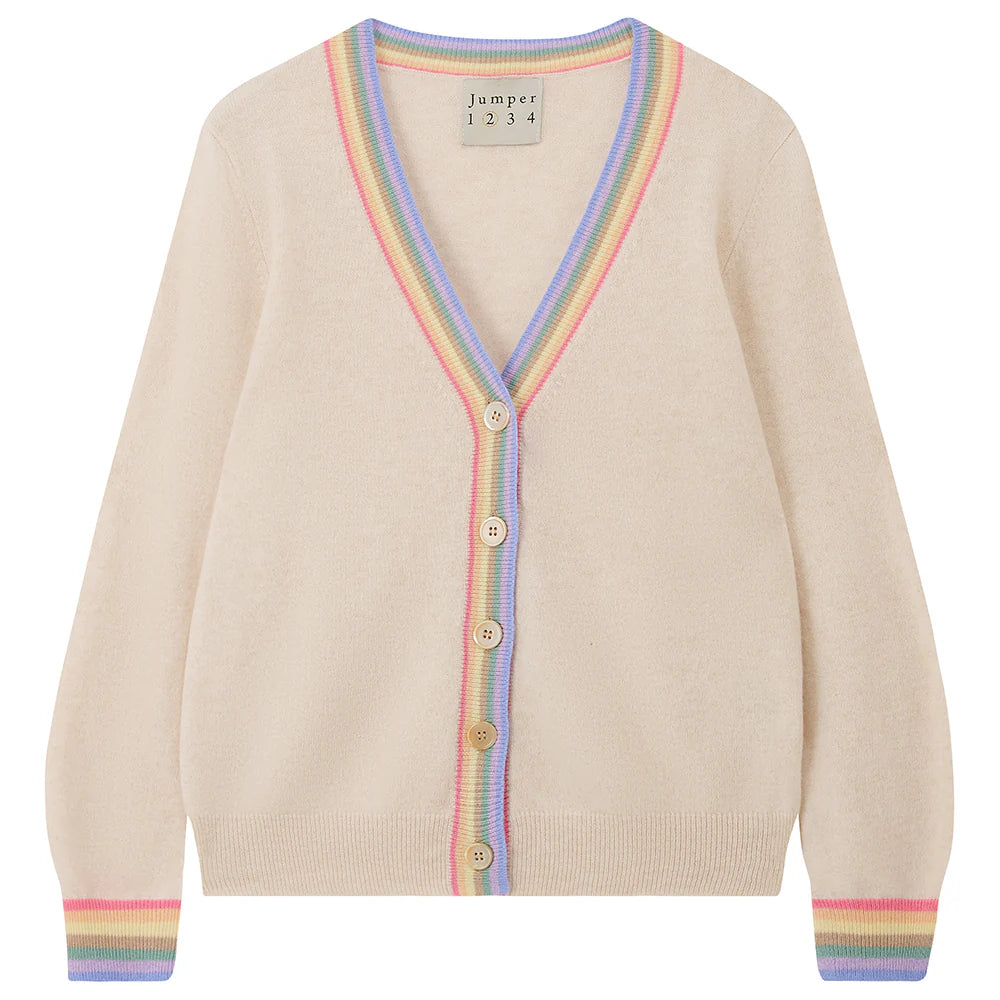 Cashmere Rainbow Cardigan, Oatmeal
