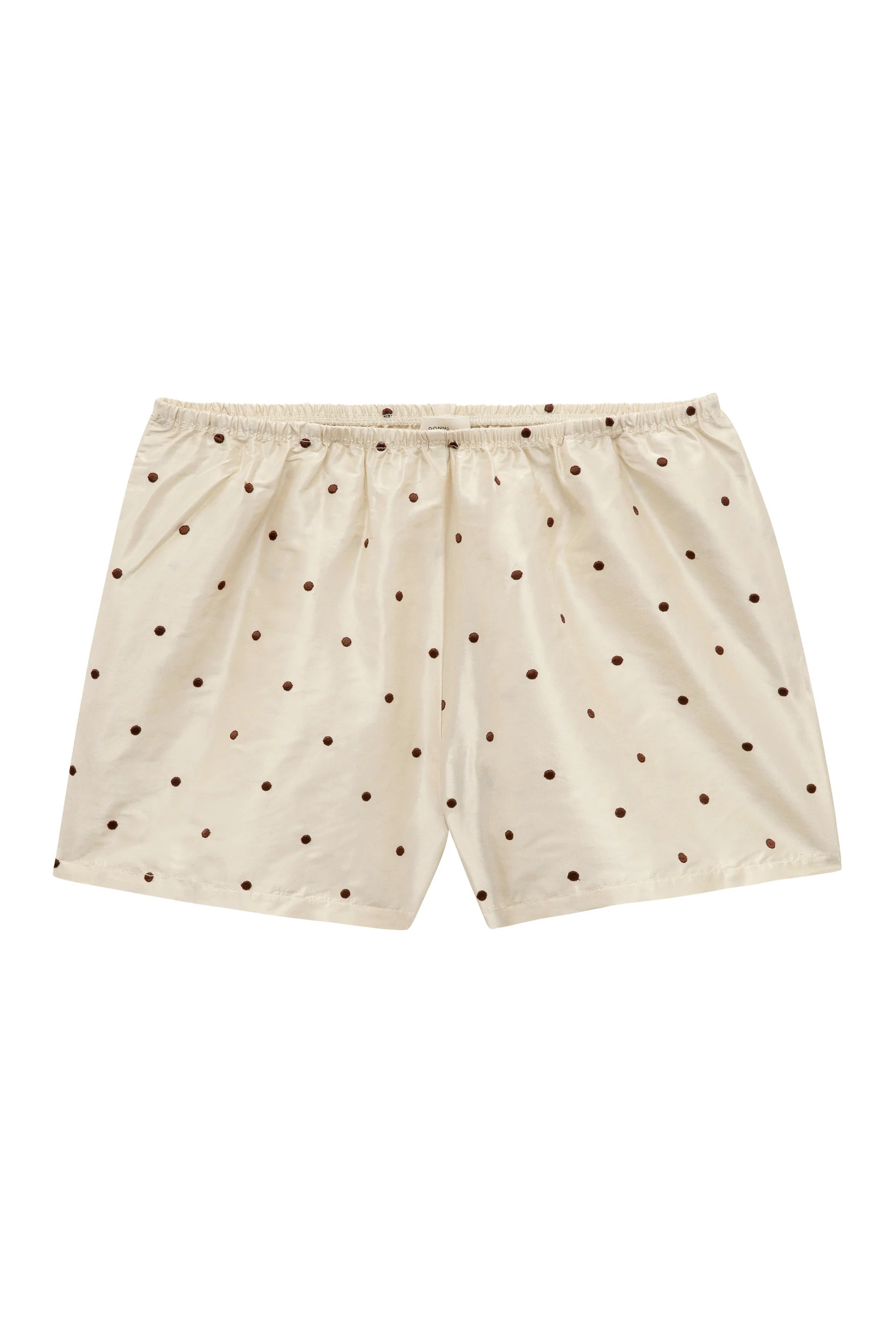 Silk Taffeta Tap Short, Creme Walnut Polka Dot