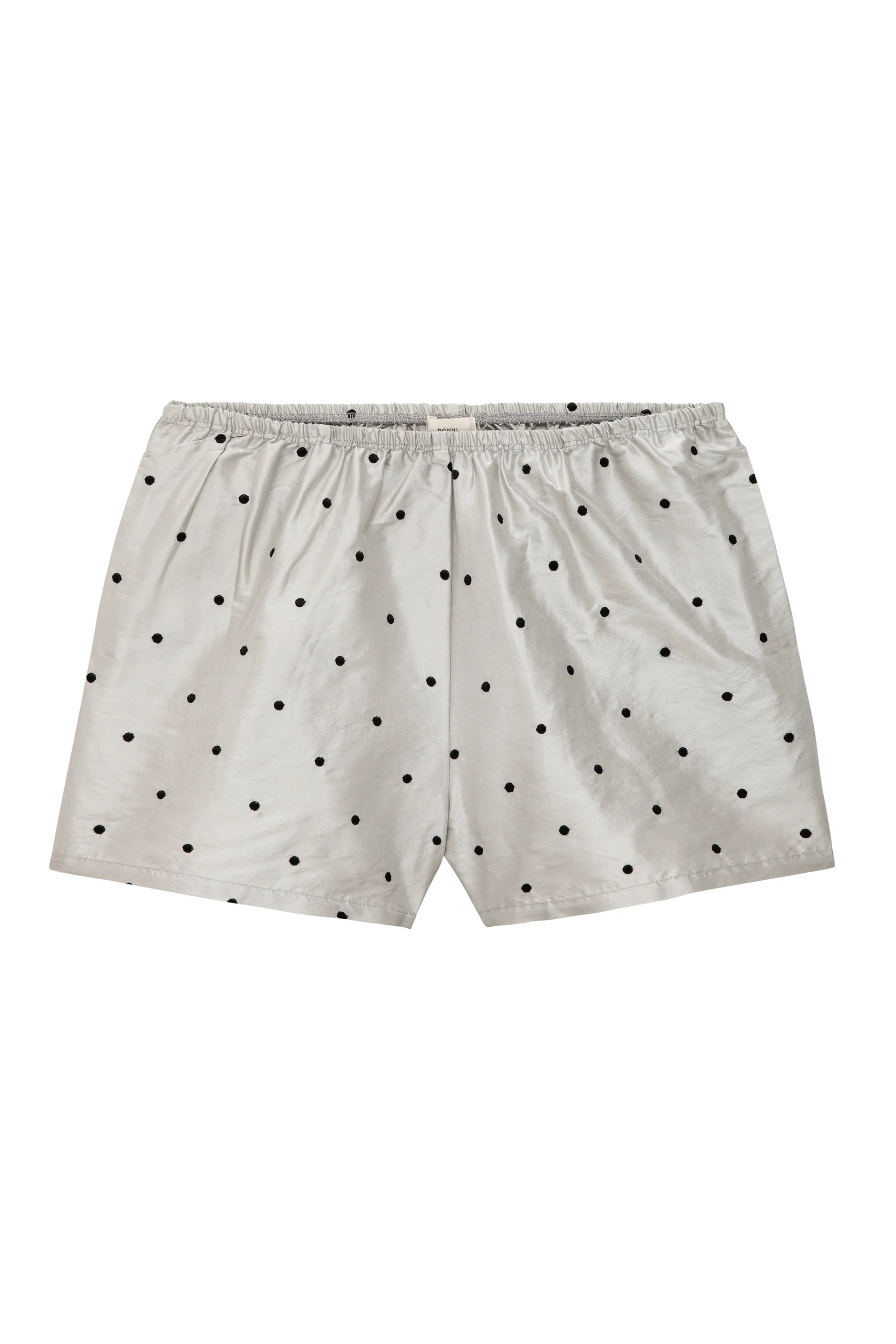 Silk Taffeta Tap Short, Silver Jet Polka Dot