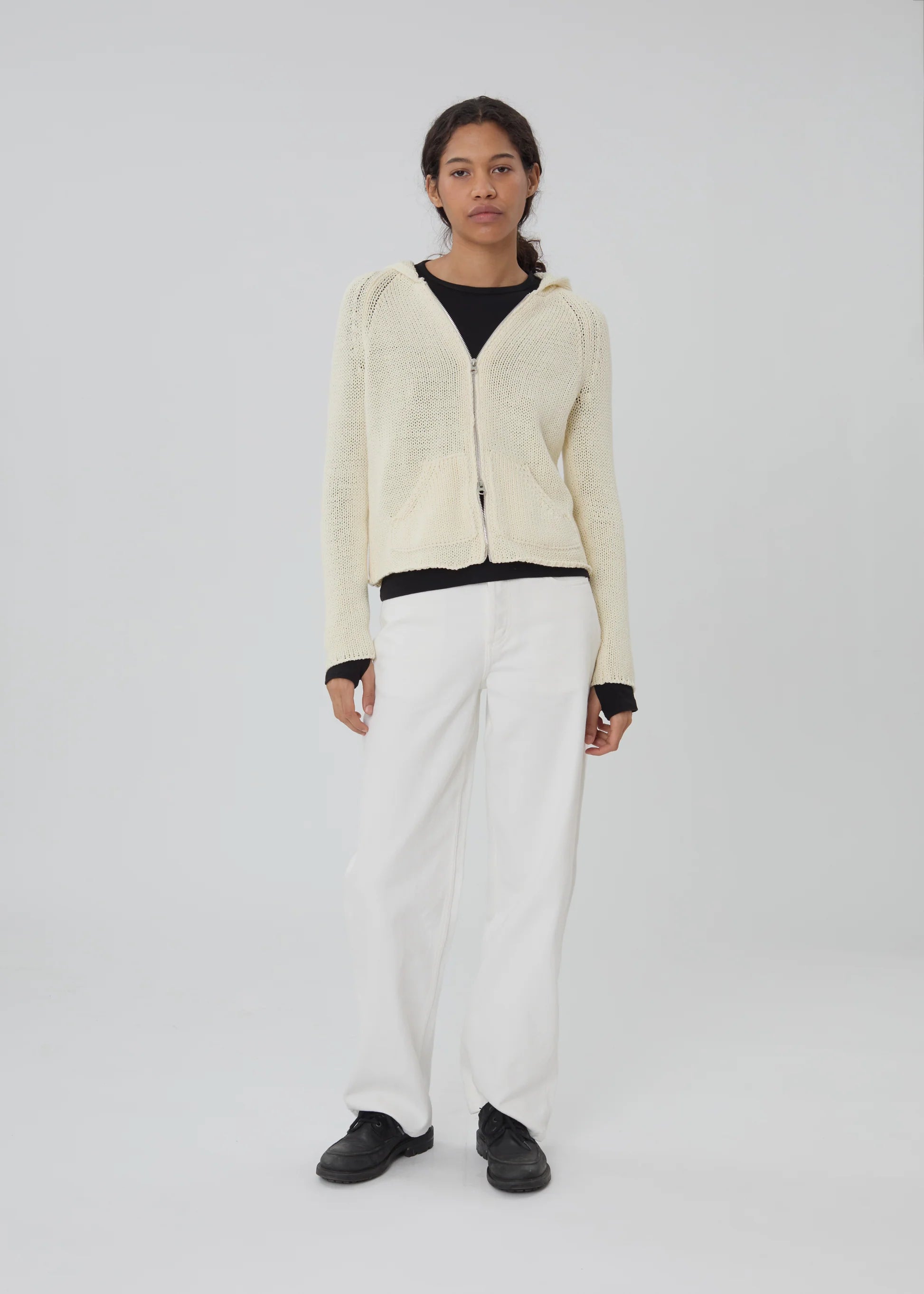 Bear Zip Up in Cream