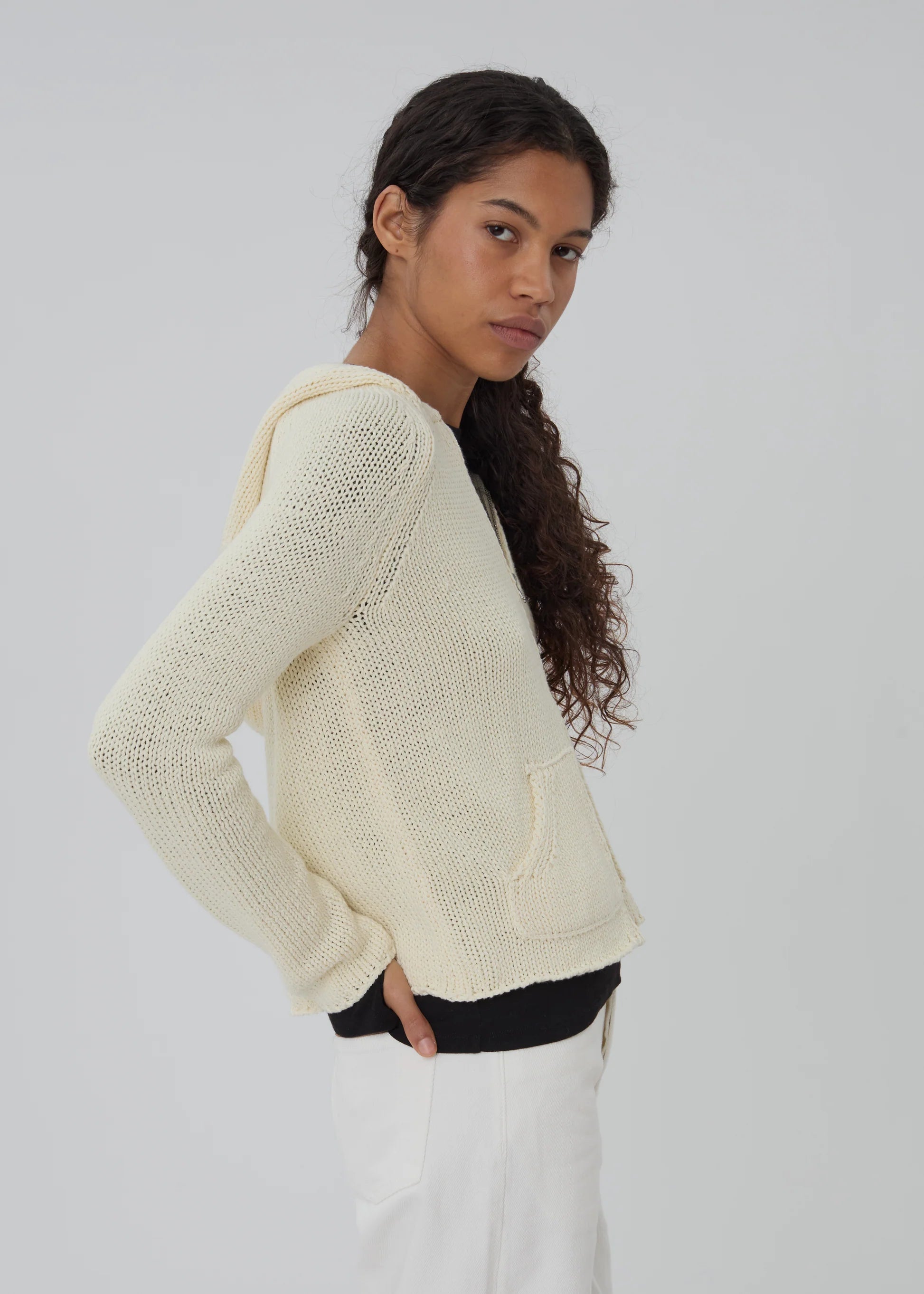 Bear Zip Up in Cream