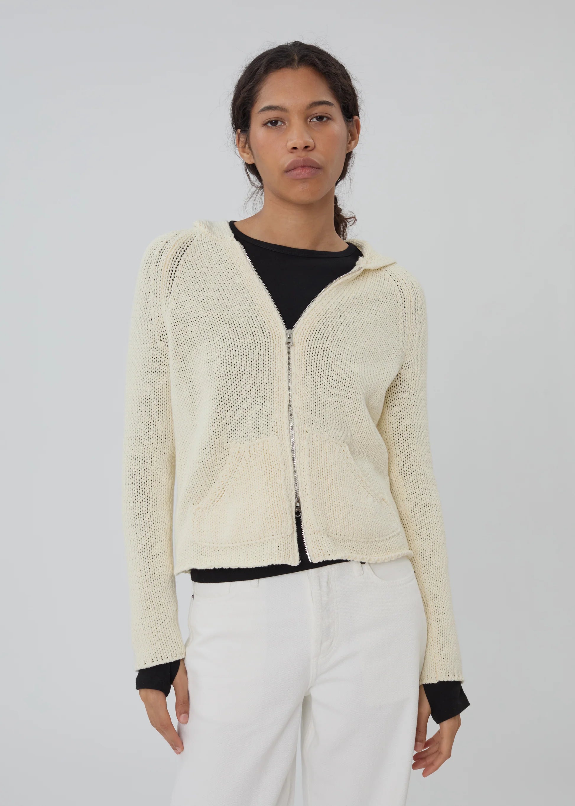 Bear Zip Up in Cream