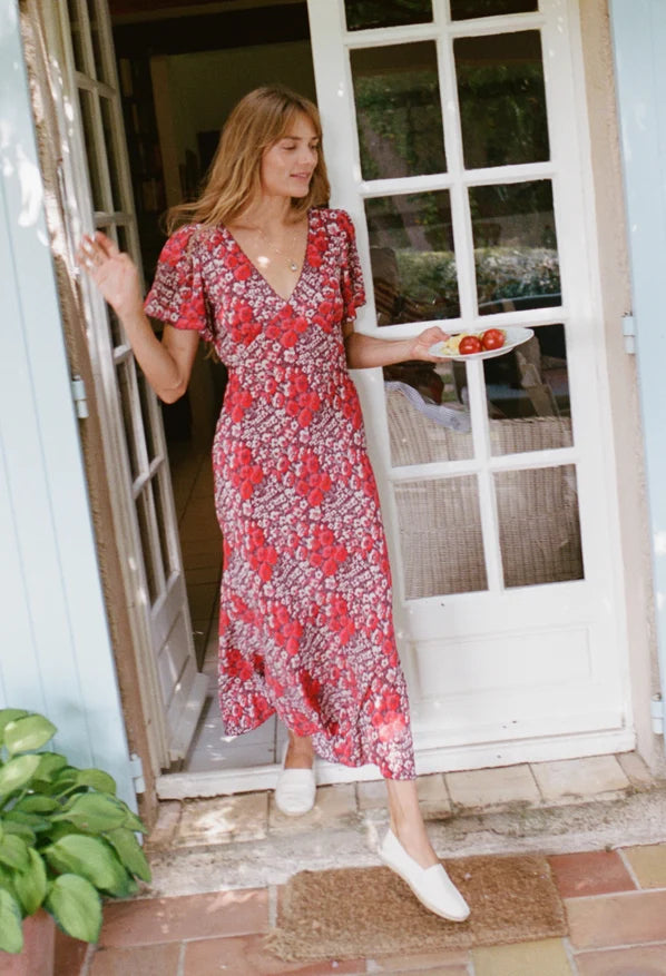 Lettie Poppy Printed Silk Dress
