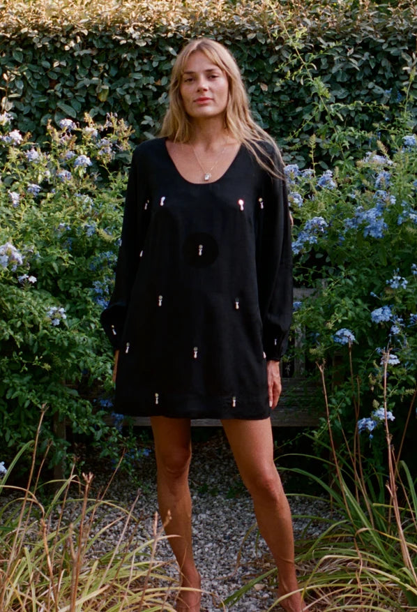 Mirey Dupioni Dress in Black