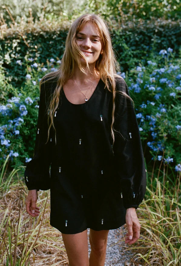Mirey Dupioni Dress in Black