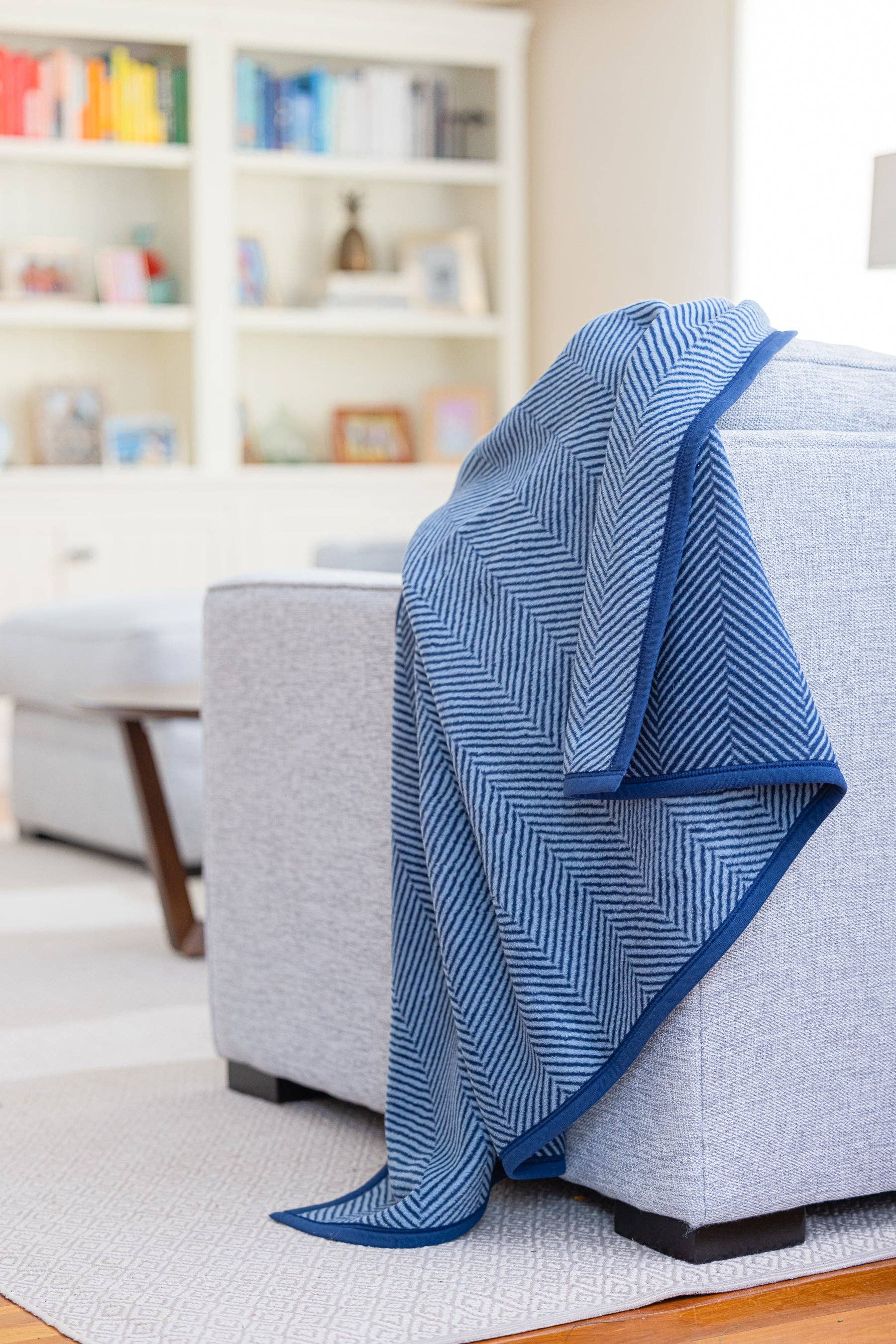 Herringbone Navy Blanket