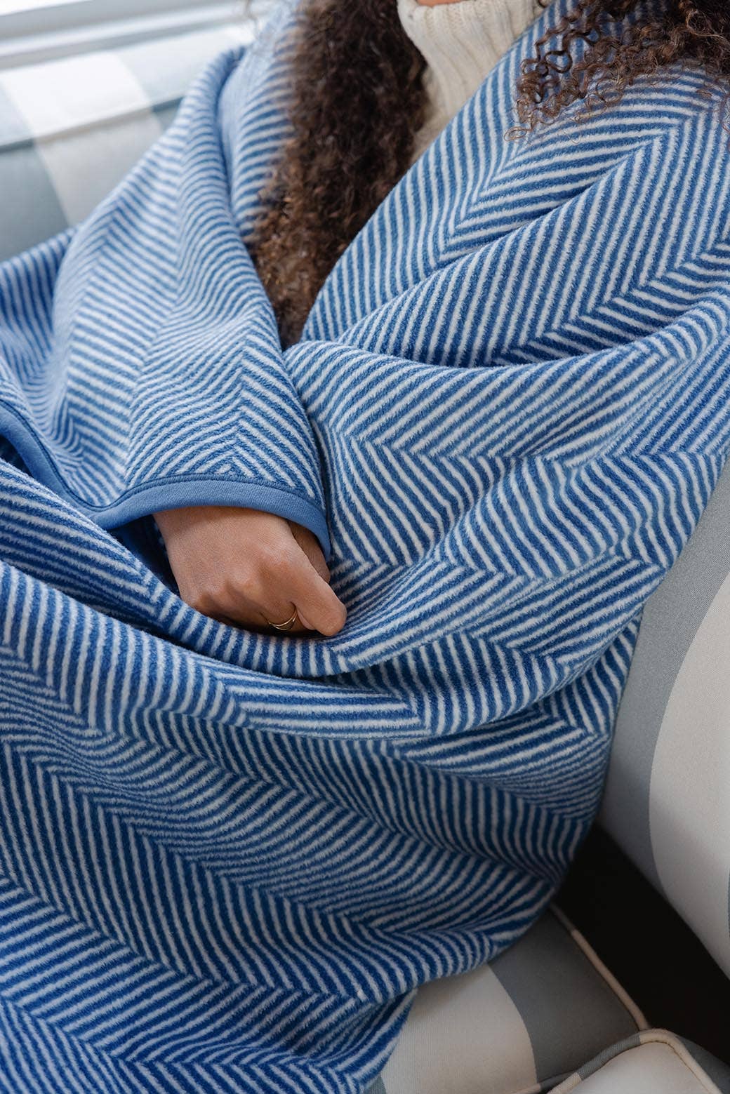 Herringbone Cornflower Blanket