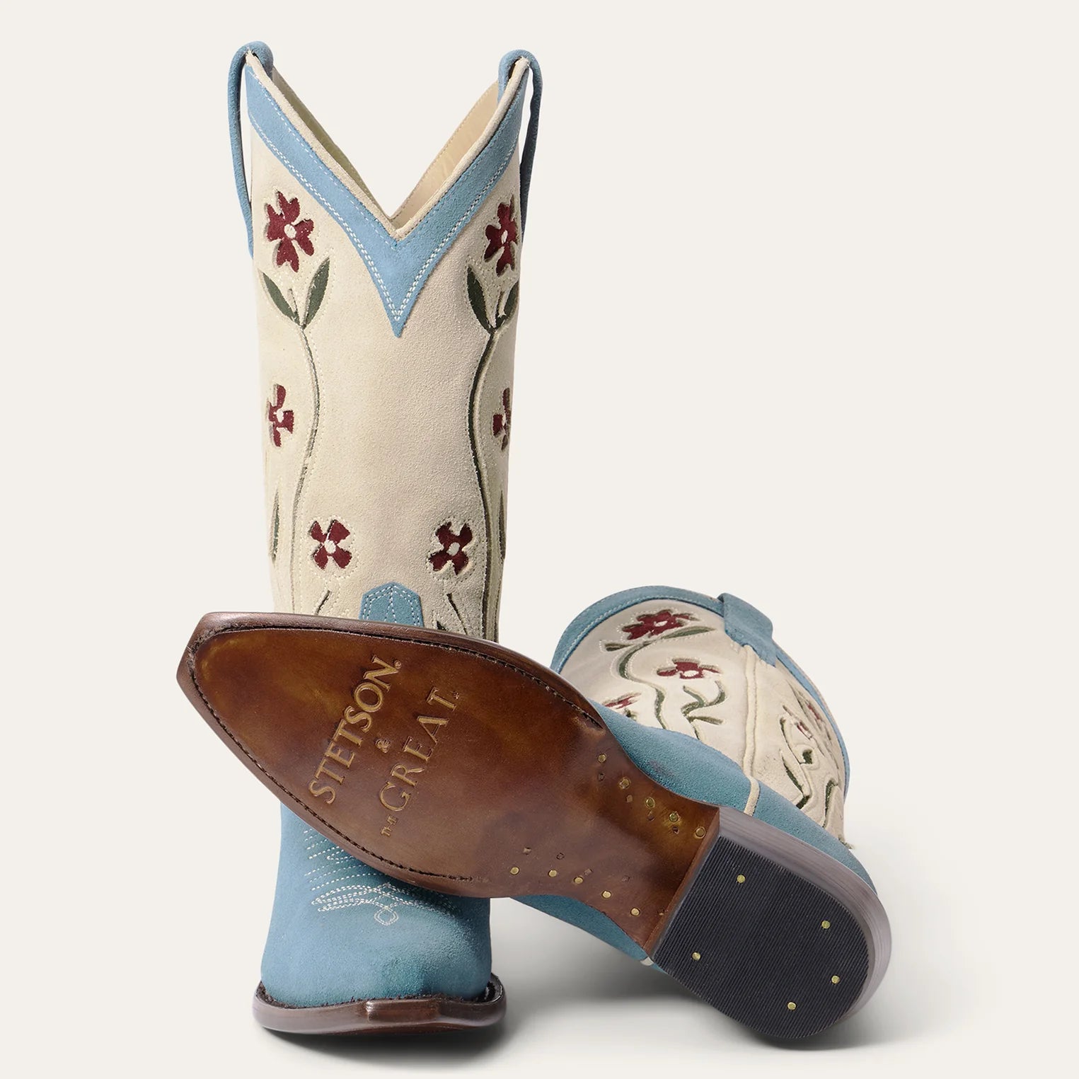 Suede Floral Cowboy Boot