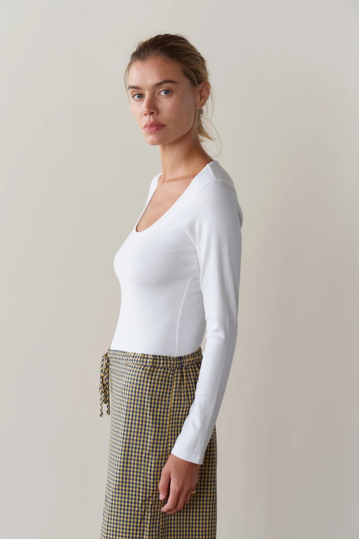 Baby Rib Scoop Neck, Powder