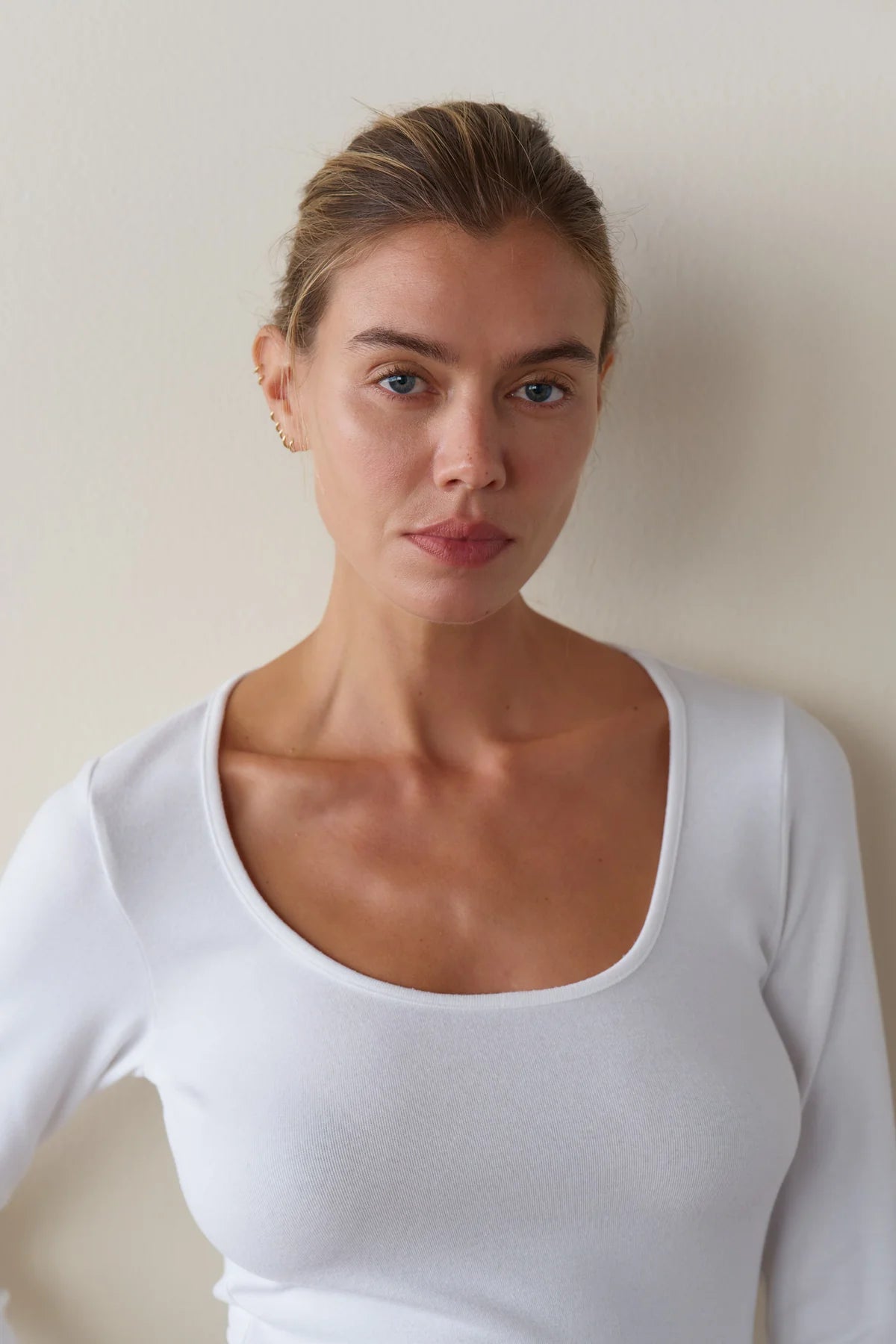 Baby Rib Scoop Neck, Powder