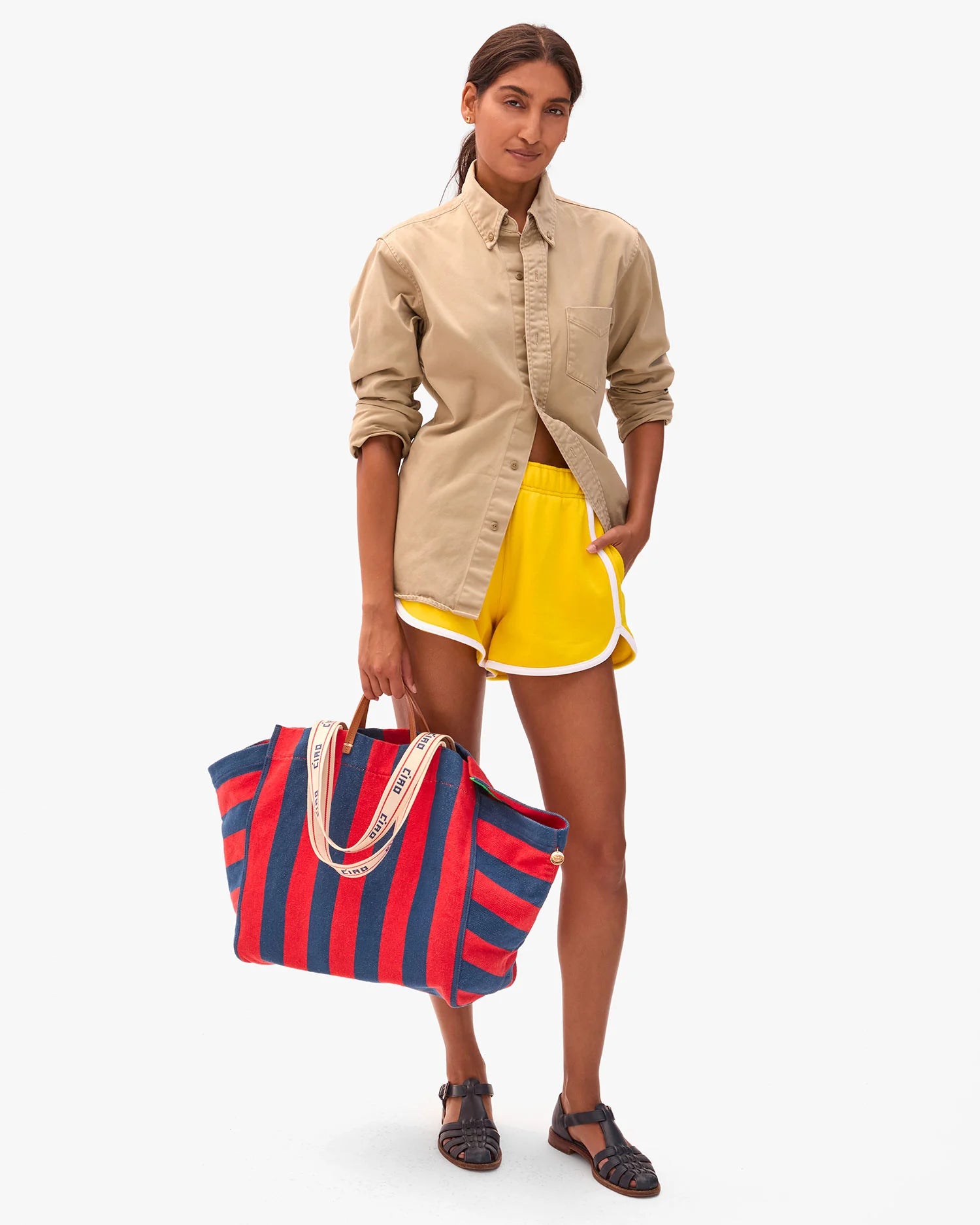 Beach Tote, French Blue & Poppy