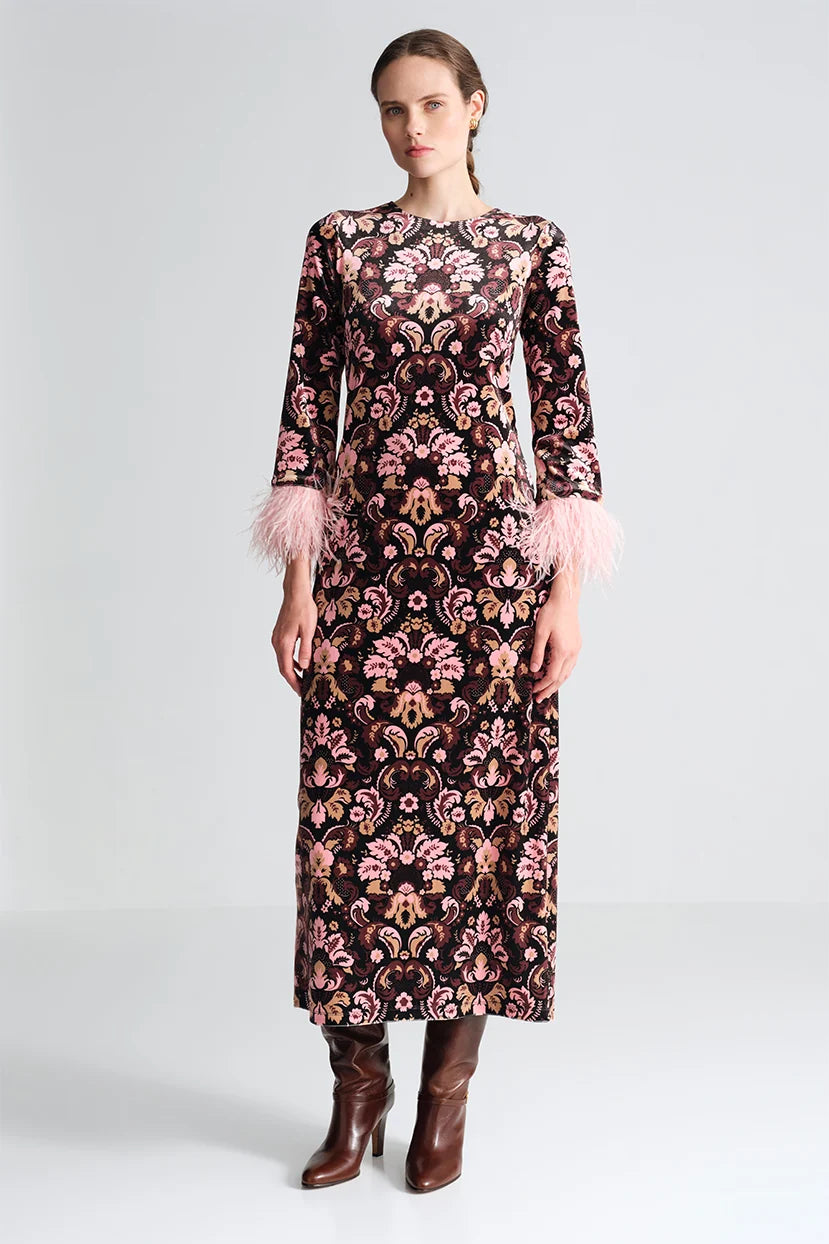Danya Dress, Damask Black