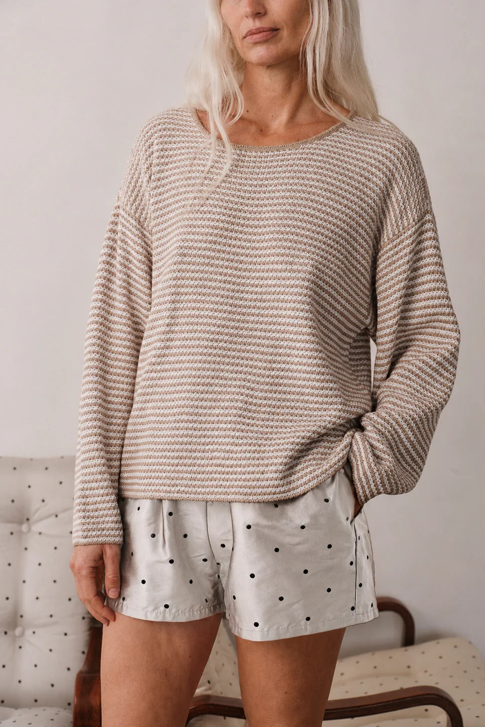Silk Taffeta Tap Short, Silver Jet Polka Dot