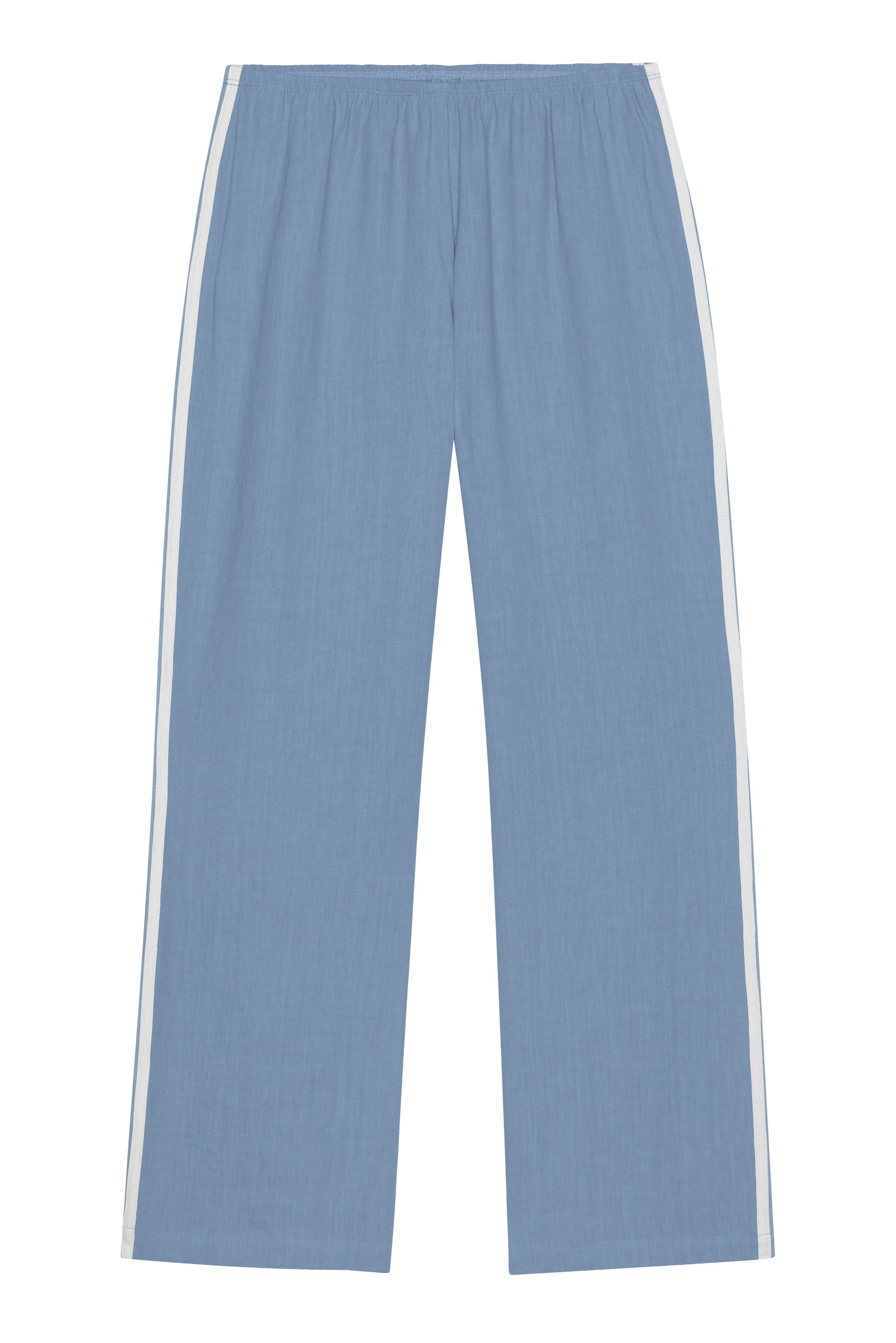Linen Crop Stripe Pant, Cornflower