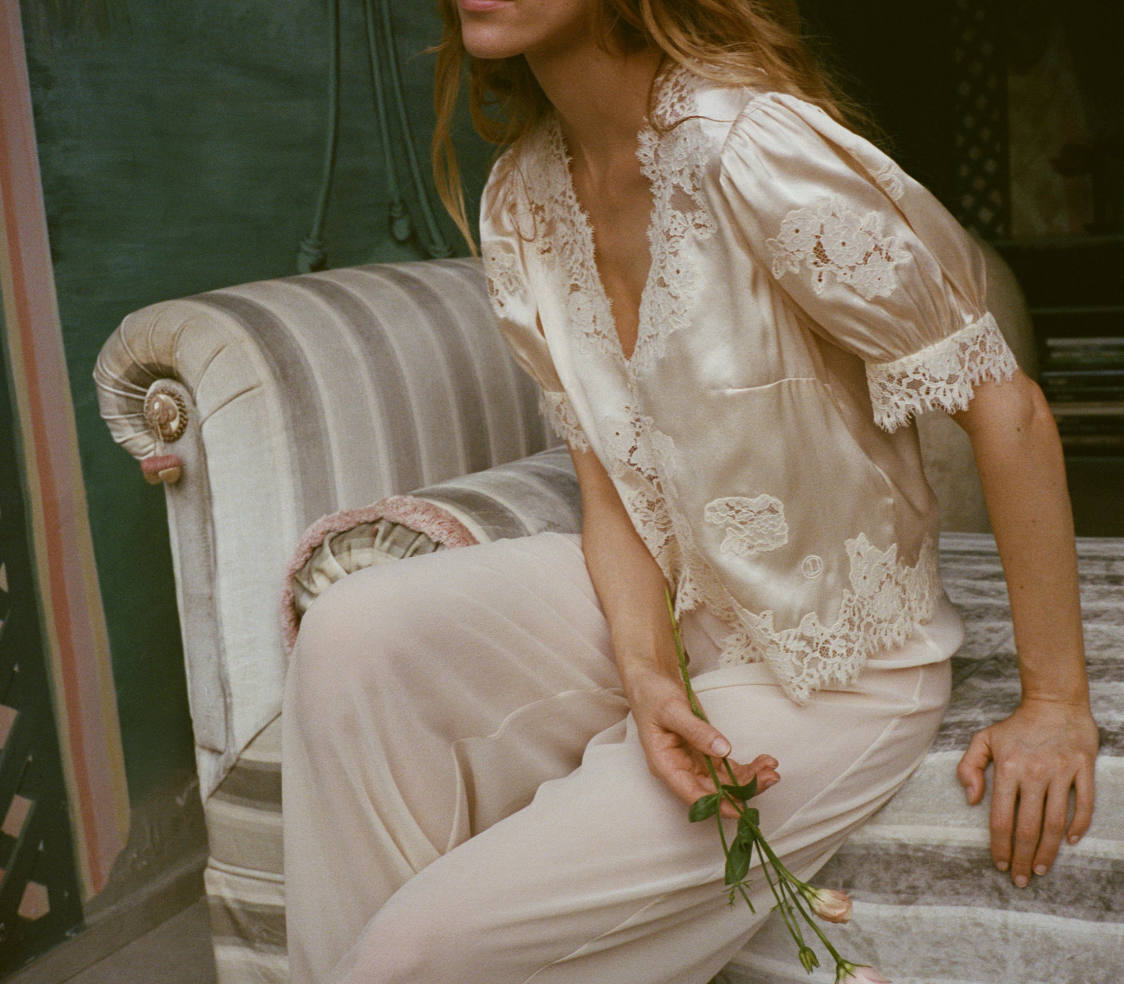 Idealla Silk Satin Top, Candlelight