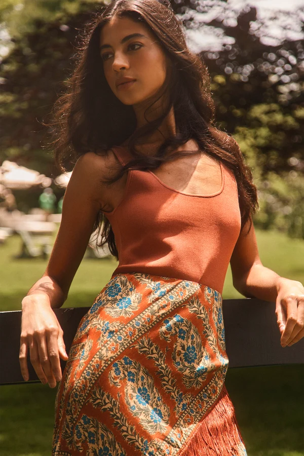 Allyne Skirt, Amber Glen Brown