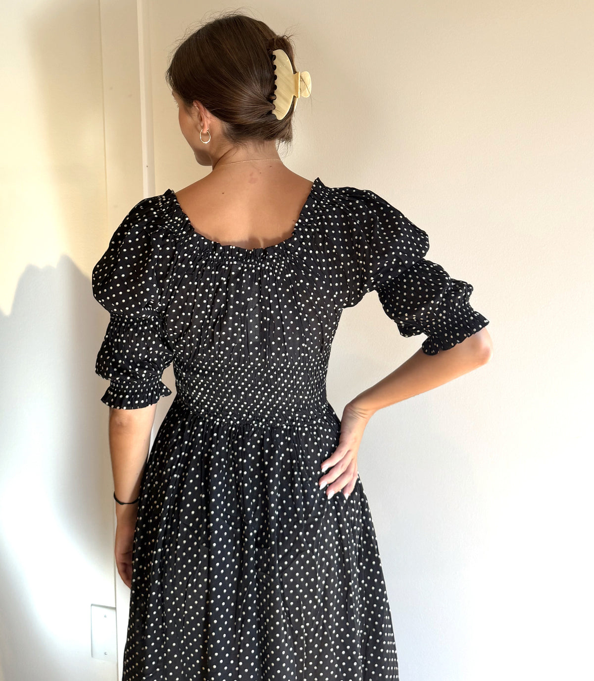 Ischia Dress, Noir Dot
