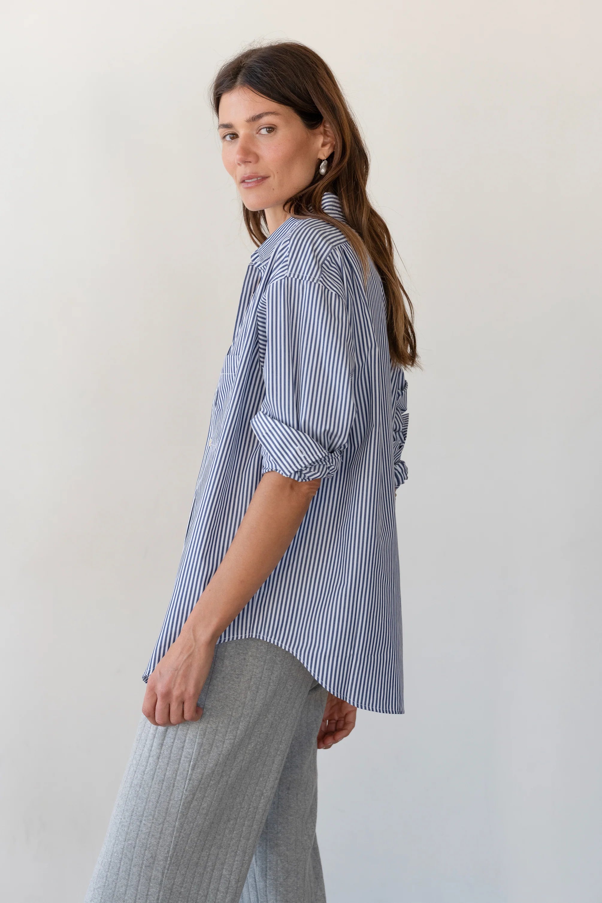 Pop Shirt, Navy Stripe