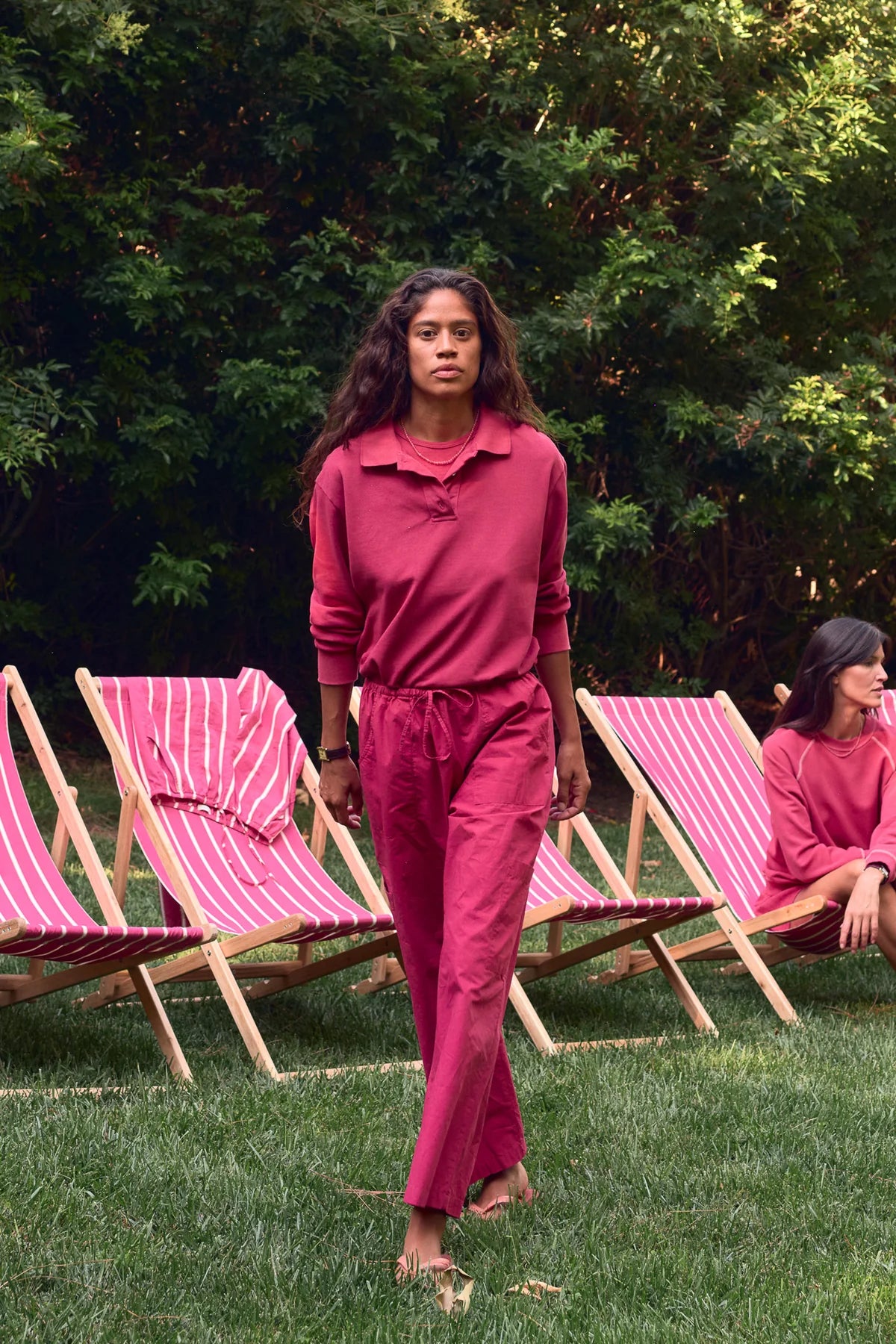 Pique Longsleeve Polo, Raspberry