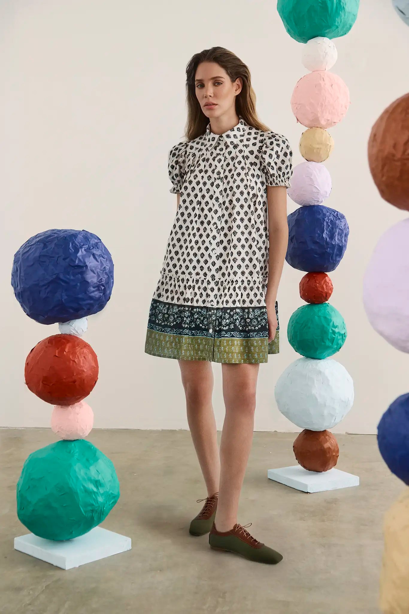 Drifter Mini Dress, Thistle & Cream
