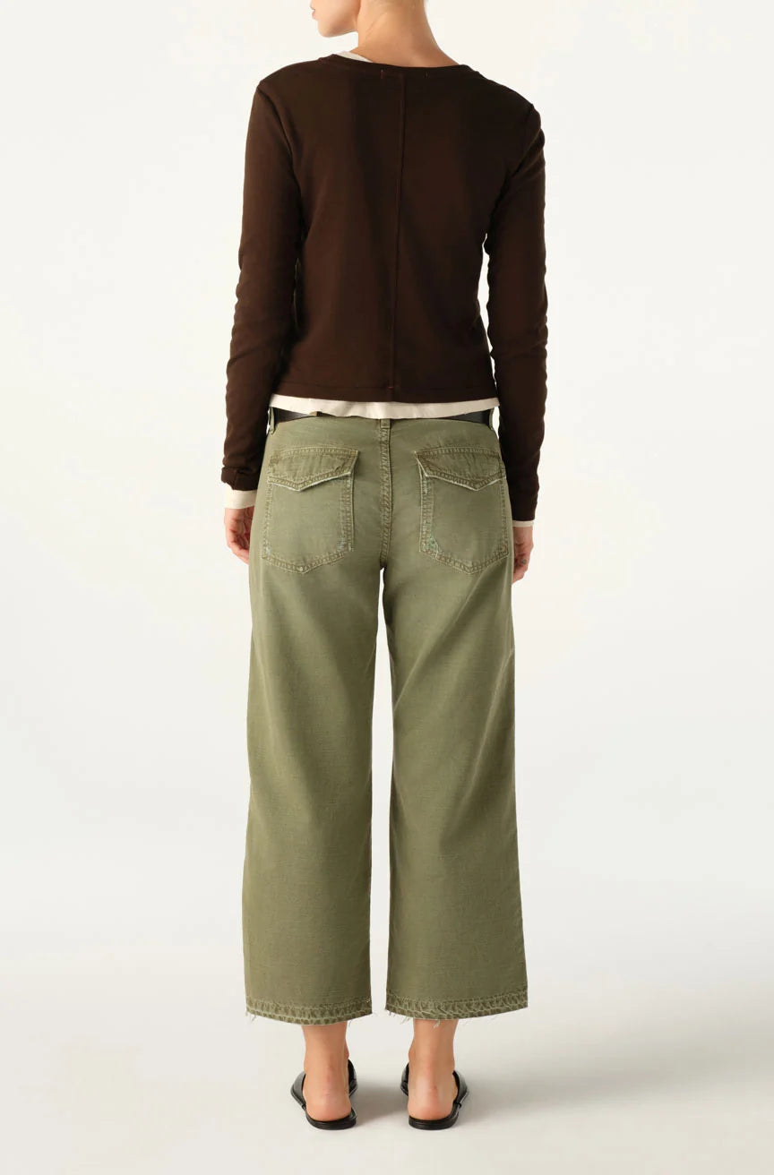 Easy Army Slouch Crop in Surplus Mended
