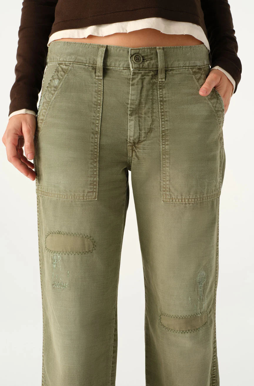 Easy Army Slouch Crop in Surplus Mended