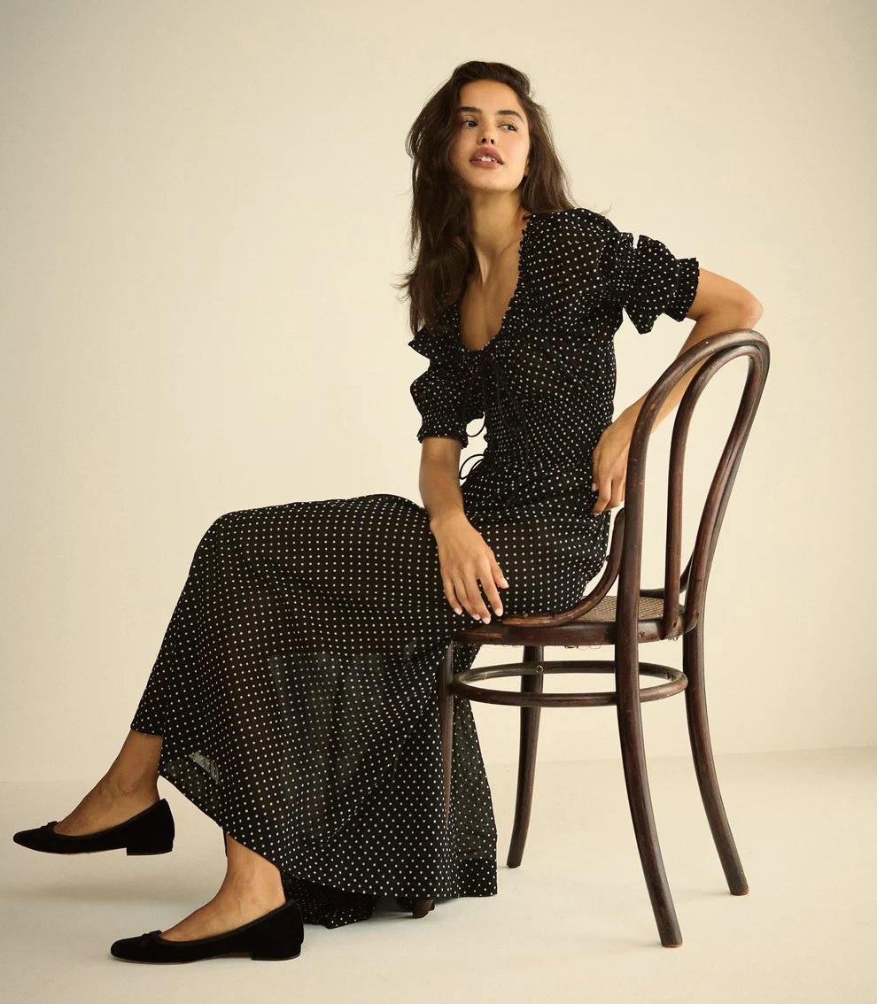 Ischia Dress, Noir Dot