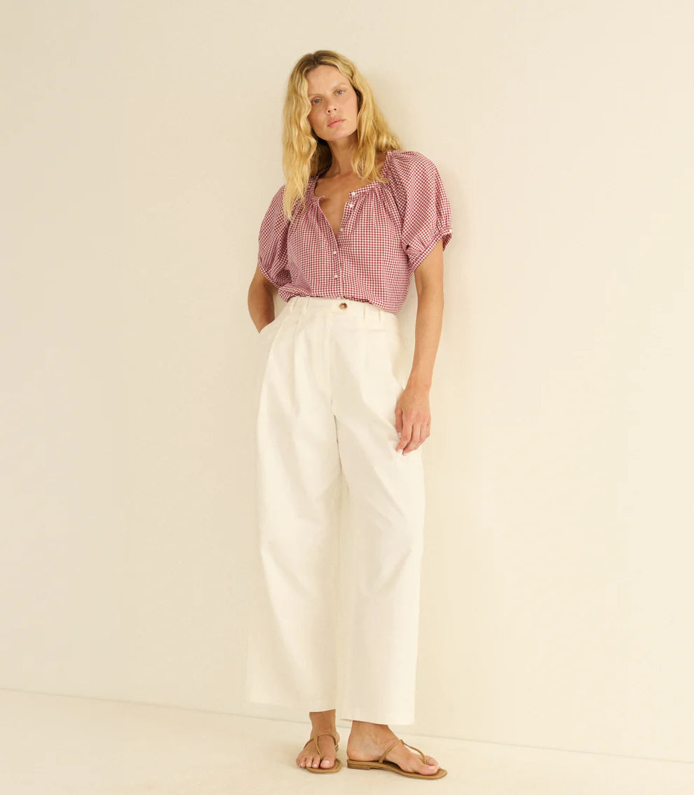June Top, Mulberry Gingham
