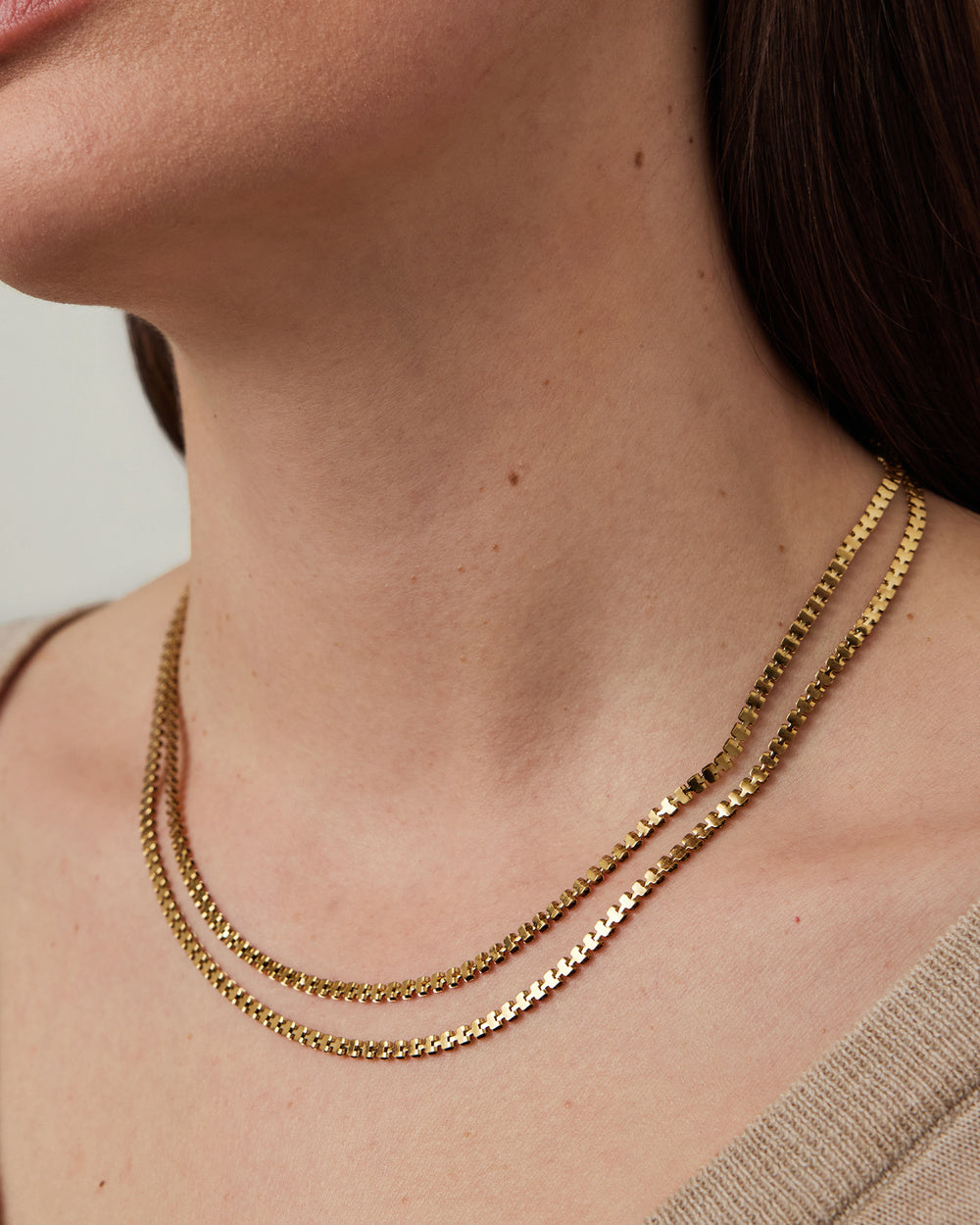 Double Amalfi Chain Necklace, Gold