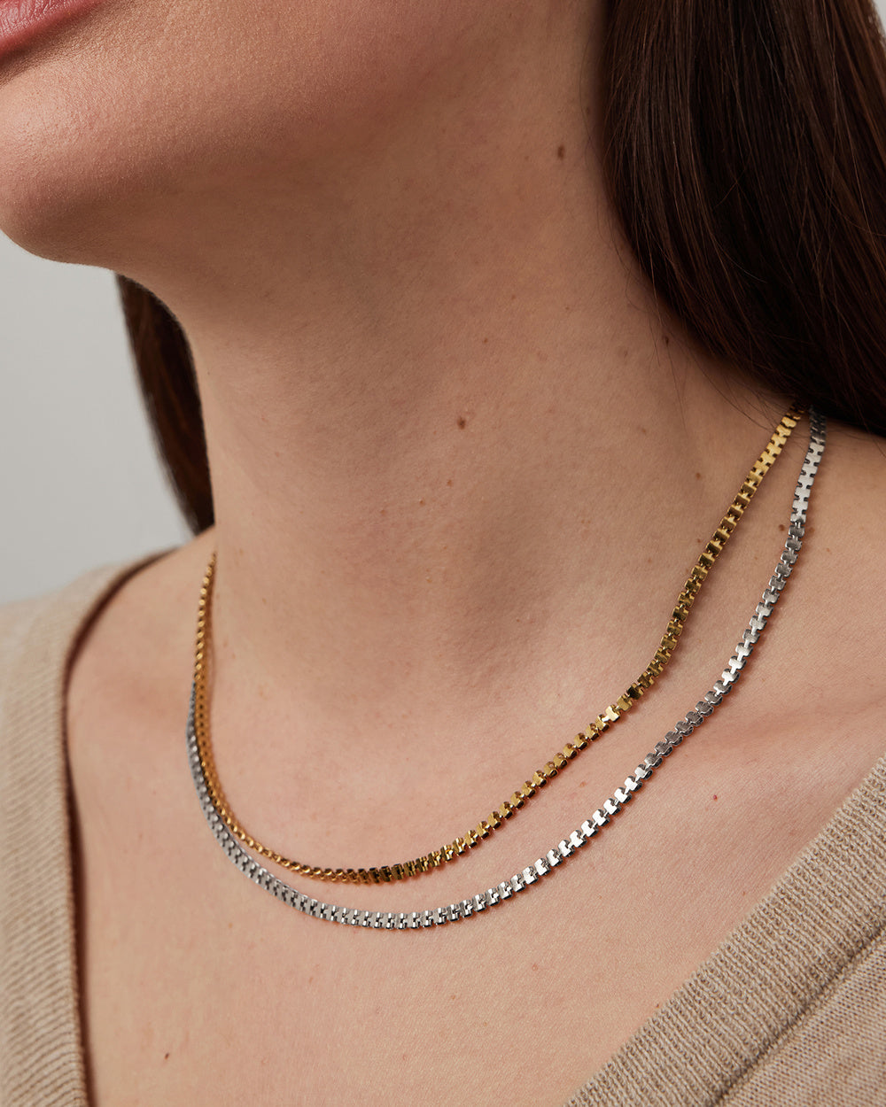 Double Amalfi Chain Necklace, Two-Tone