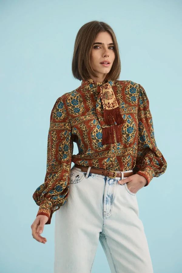 Karis Blouse, Amber Glen Brown