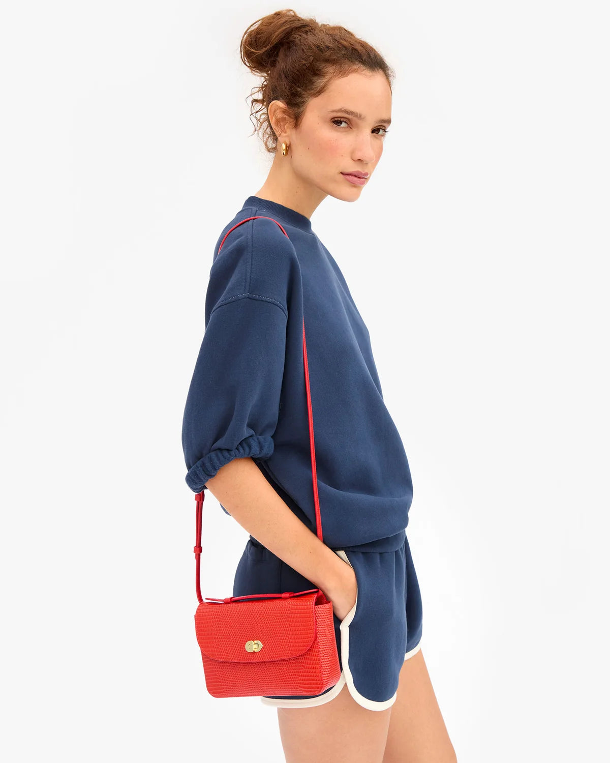 Kathryn, Red Embossed Lizard