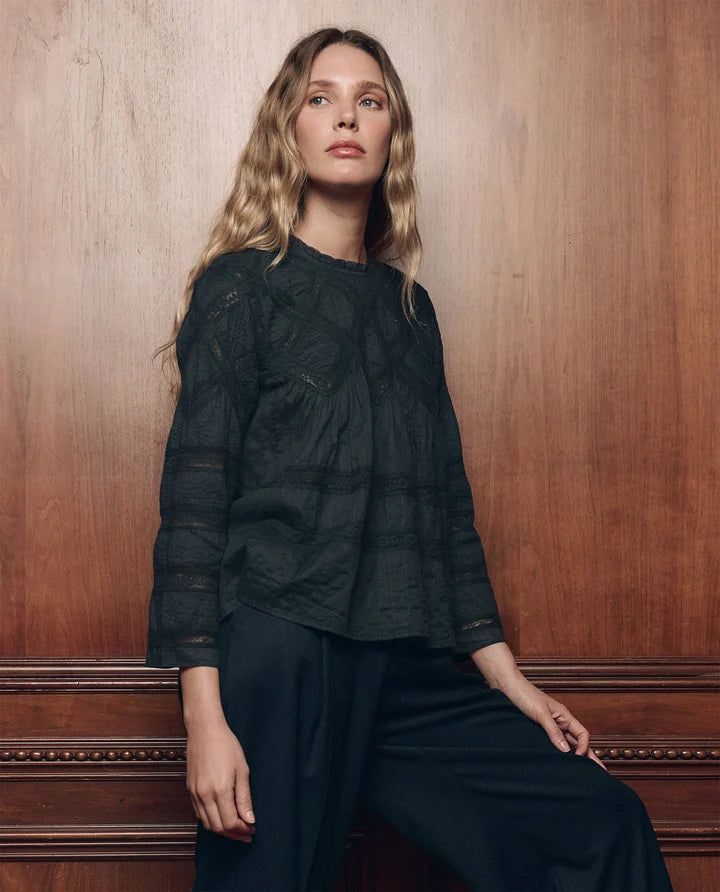 Lattice Lace Victorian Top, Black