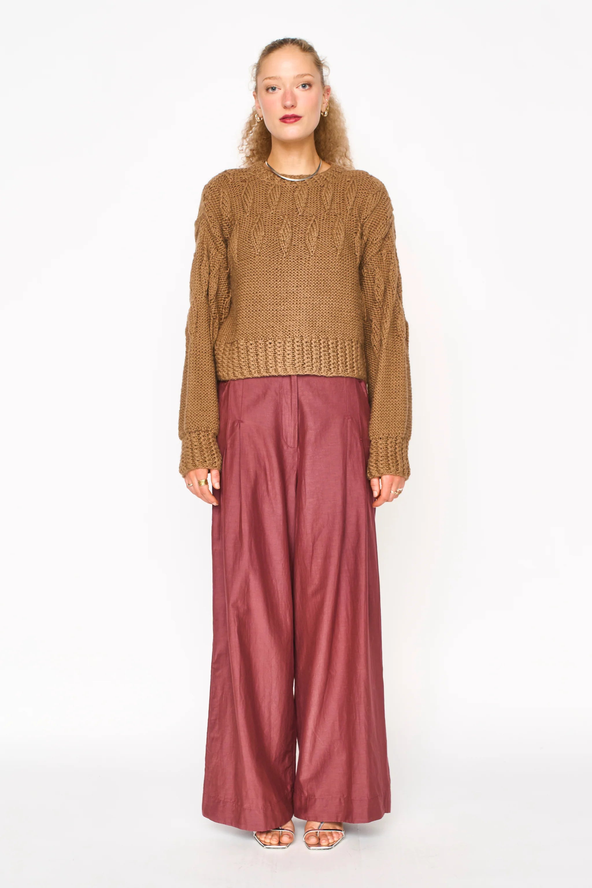 Lecce Wide Leg Pant, Merlot