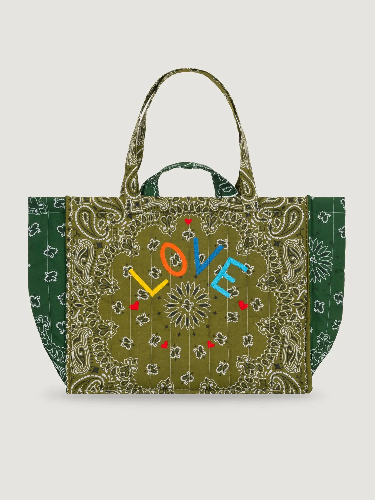 Maxi LOVE Tote, Bronze & Green