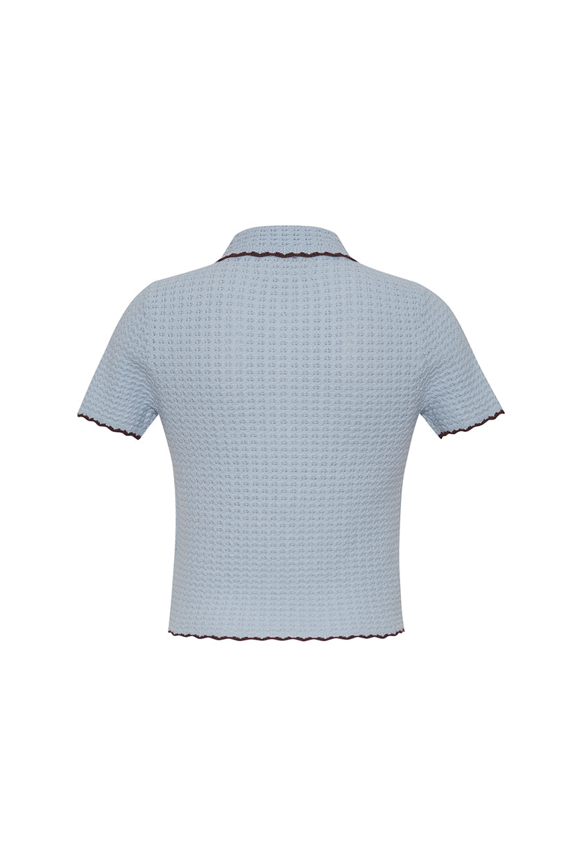 Melody Polo, Light Blue with Brown