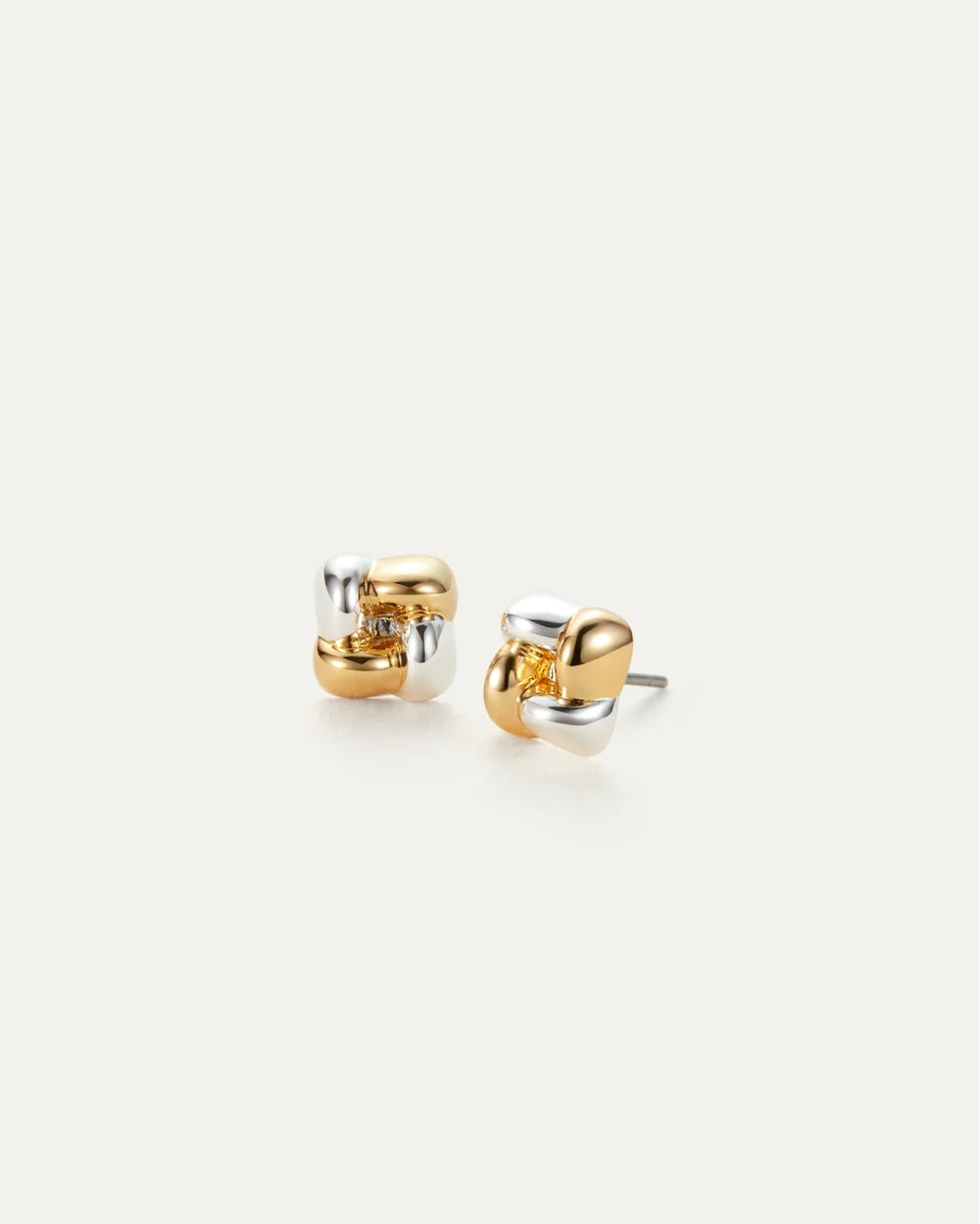 Mini Woven Square Earrings, Two-Tone