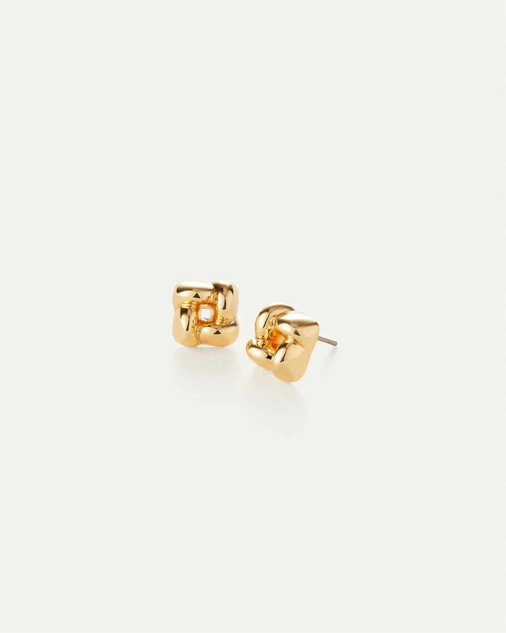 Mini Woven Square Earrings, Gold