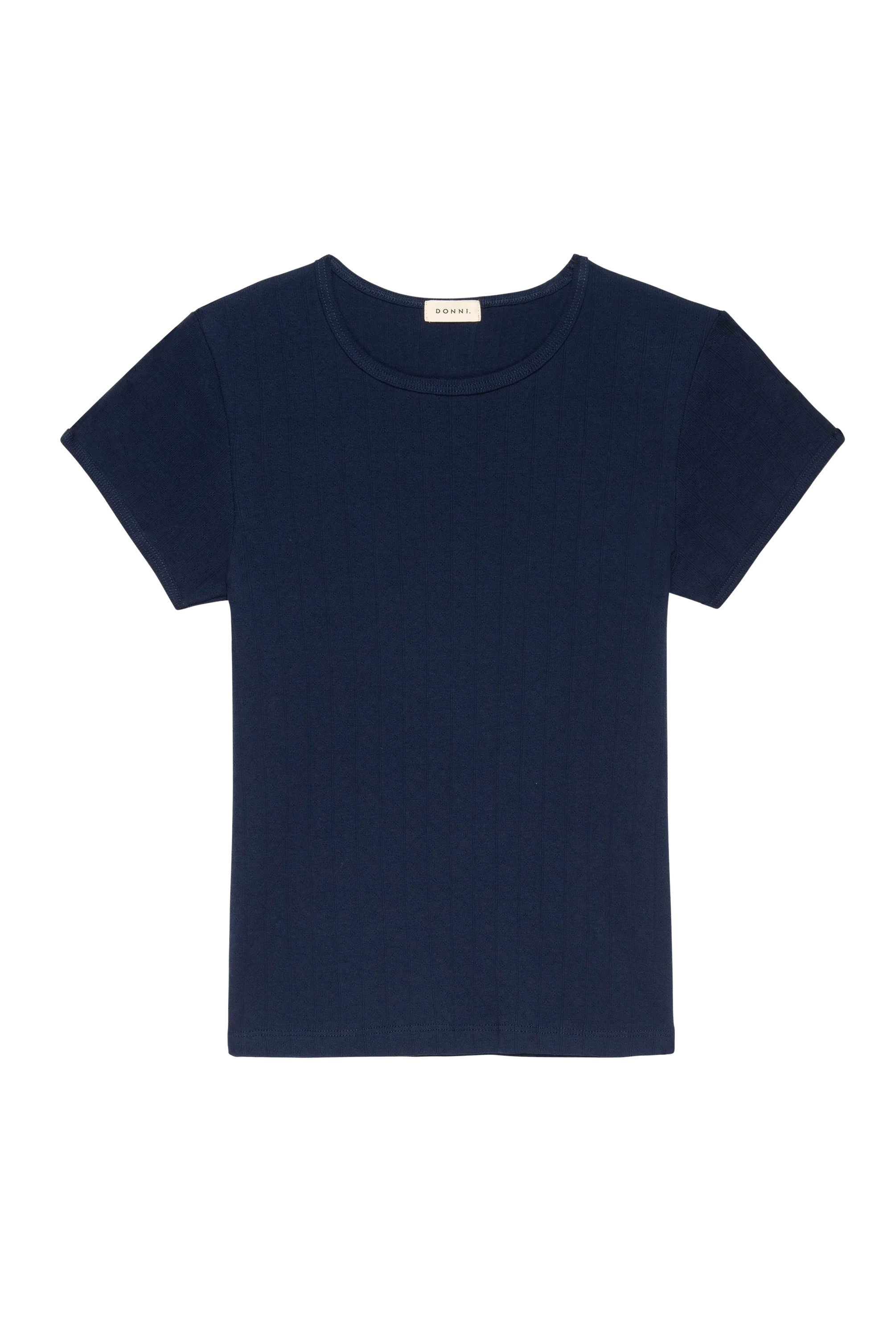 Pointelle Baby Tee, Navy