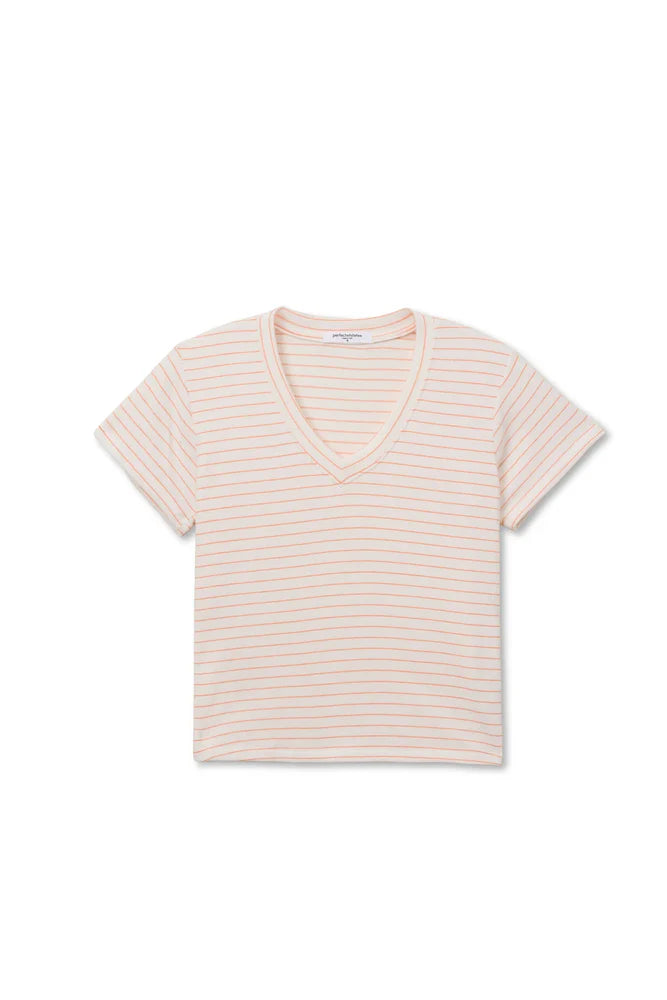 elliot v neck tee, clementine stripe