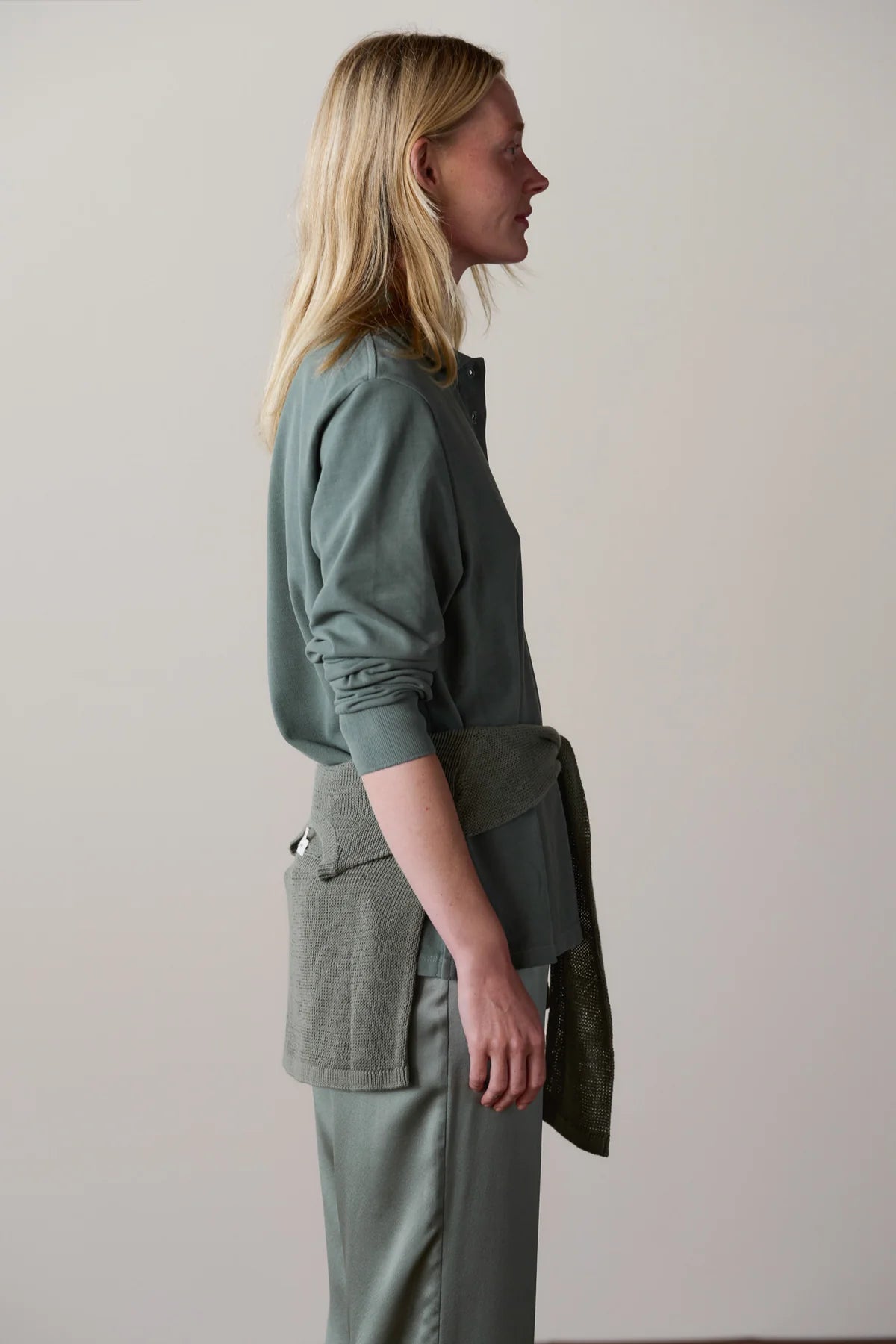 Pique Longsleeve Polo, Sage