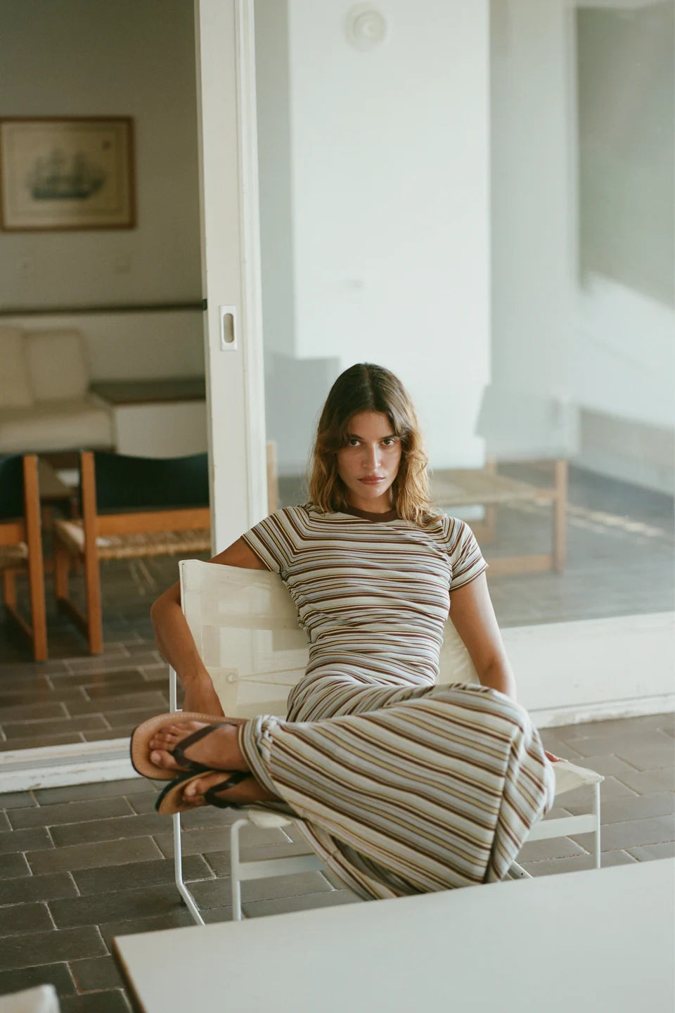 Leandra T-Shirt, Canaria Stripe Carob