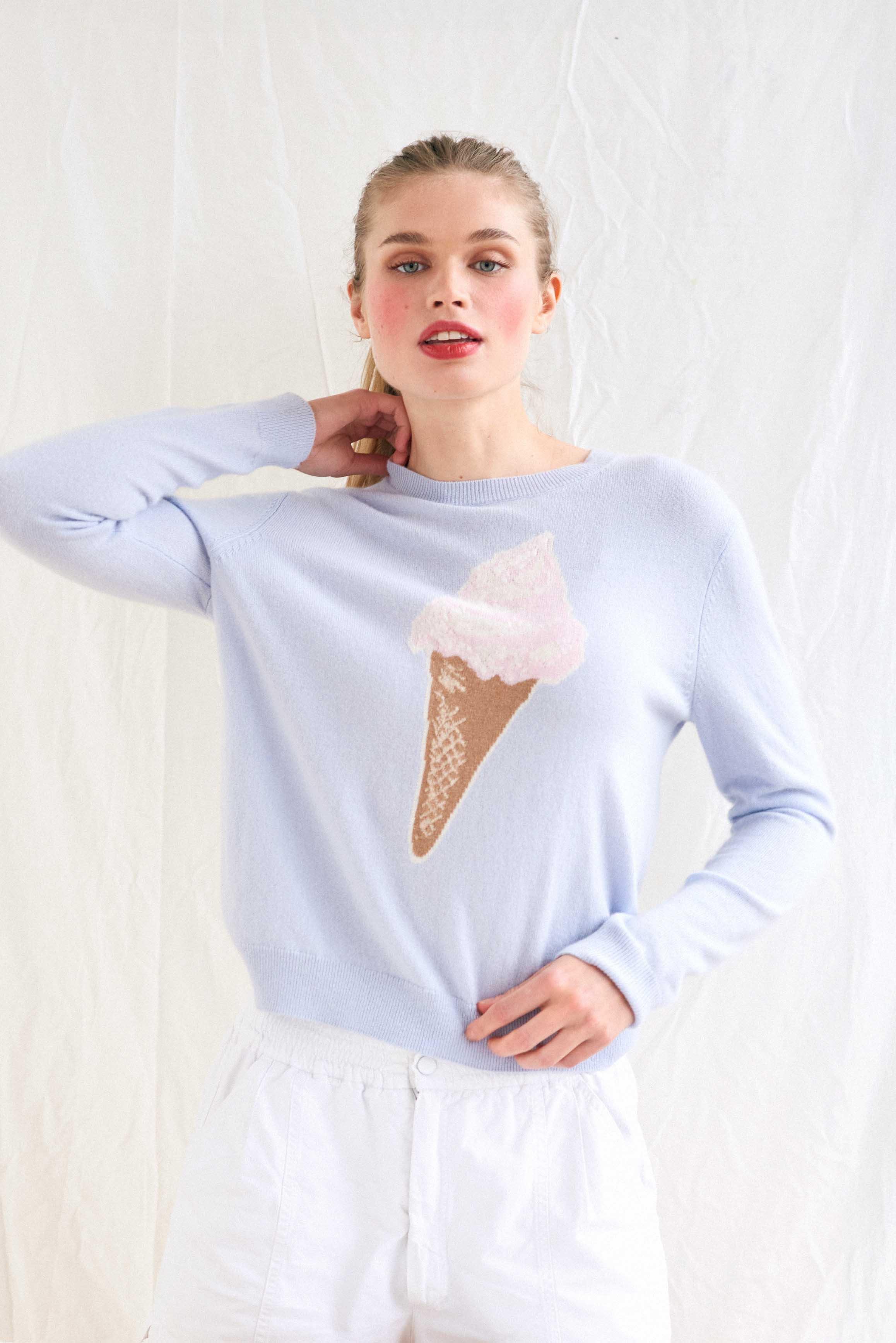 Cashmere Ice Cream Crew, Pale Blue