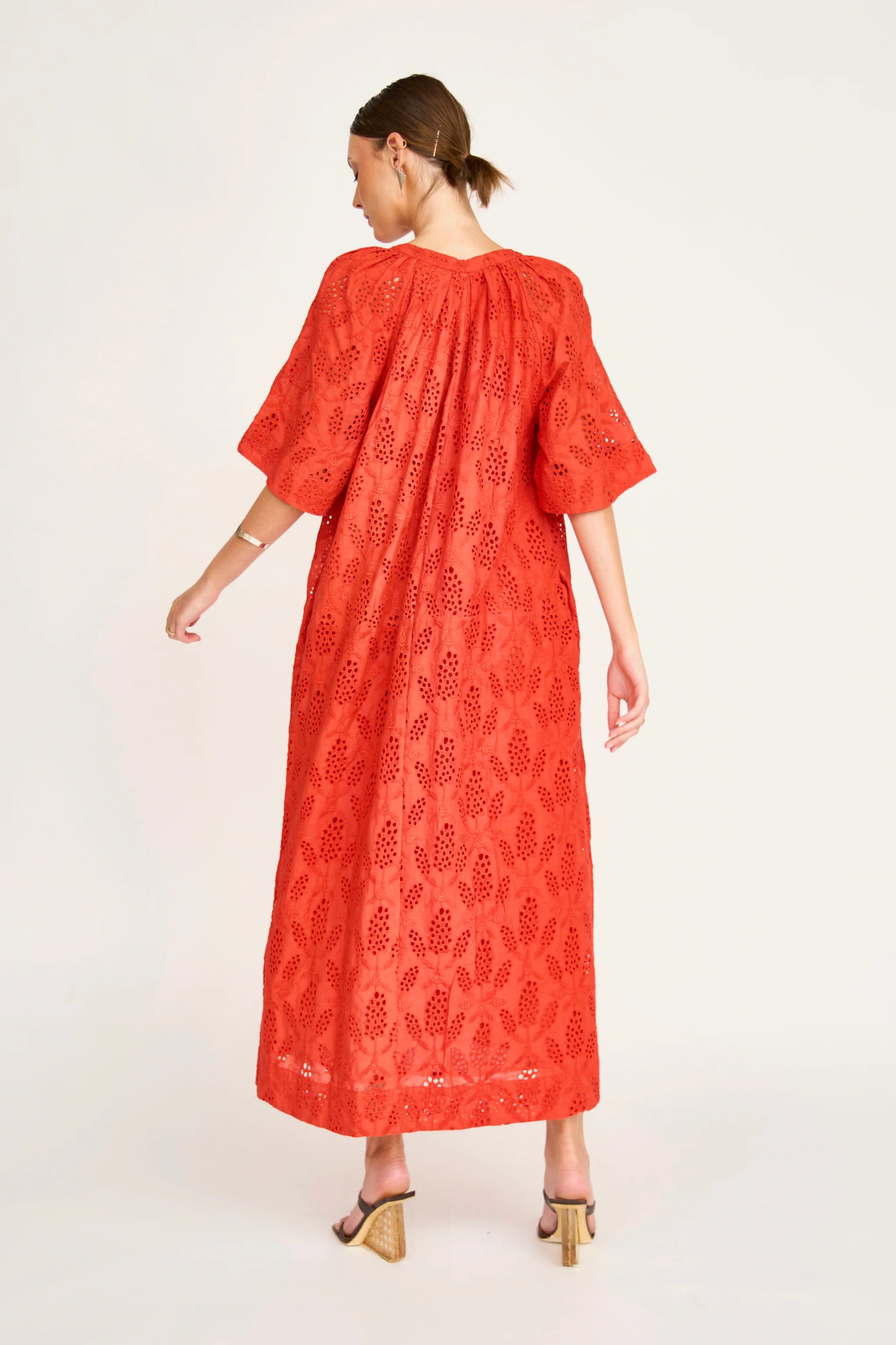 Somerset Dress, Chili Hyacinth Eyelet