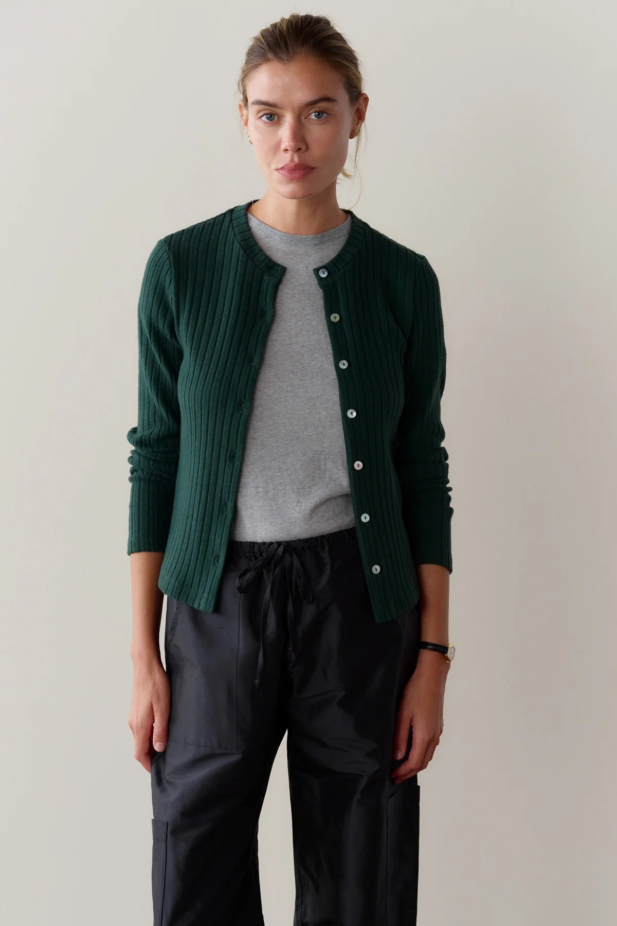 Sweater Rib Cardi, Fir