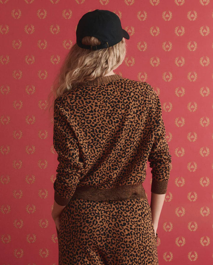 V Neck Cardigan, Leopard