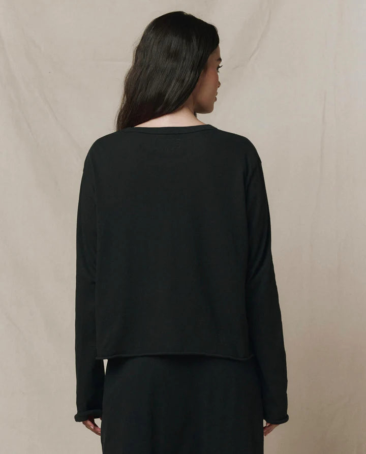 Long Sleeve Crop Tee, Almost Black
