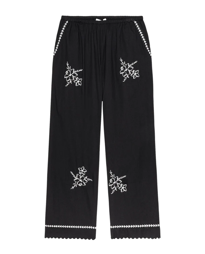 Embroidered Weekend Pant, Black