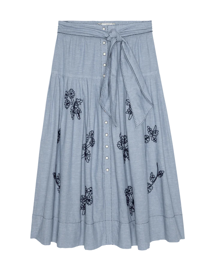 Chambray Embroidered Skirt