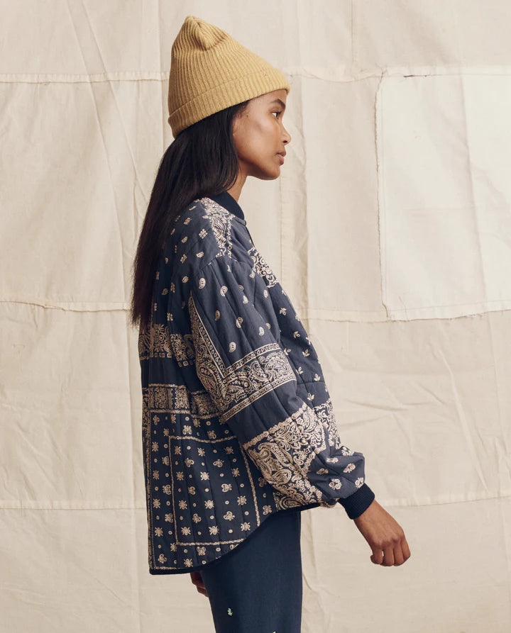 Quilted Bomber, Navy Bandana
